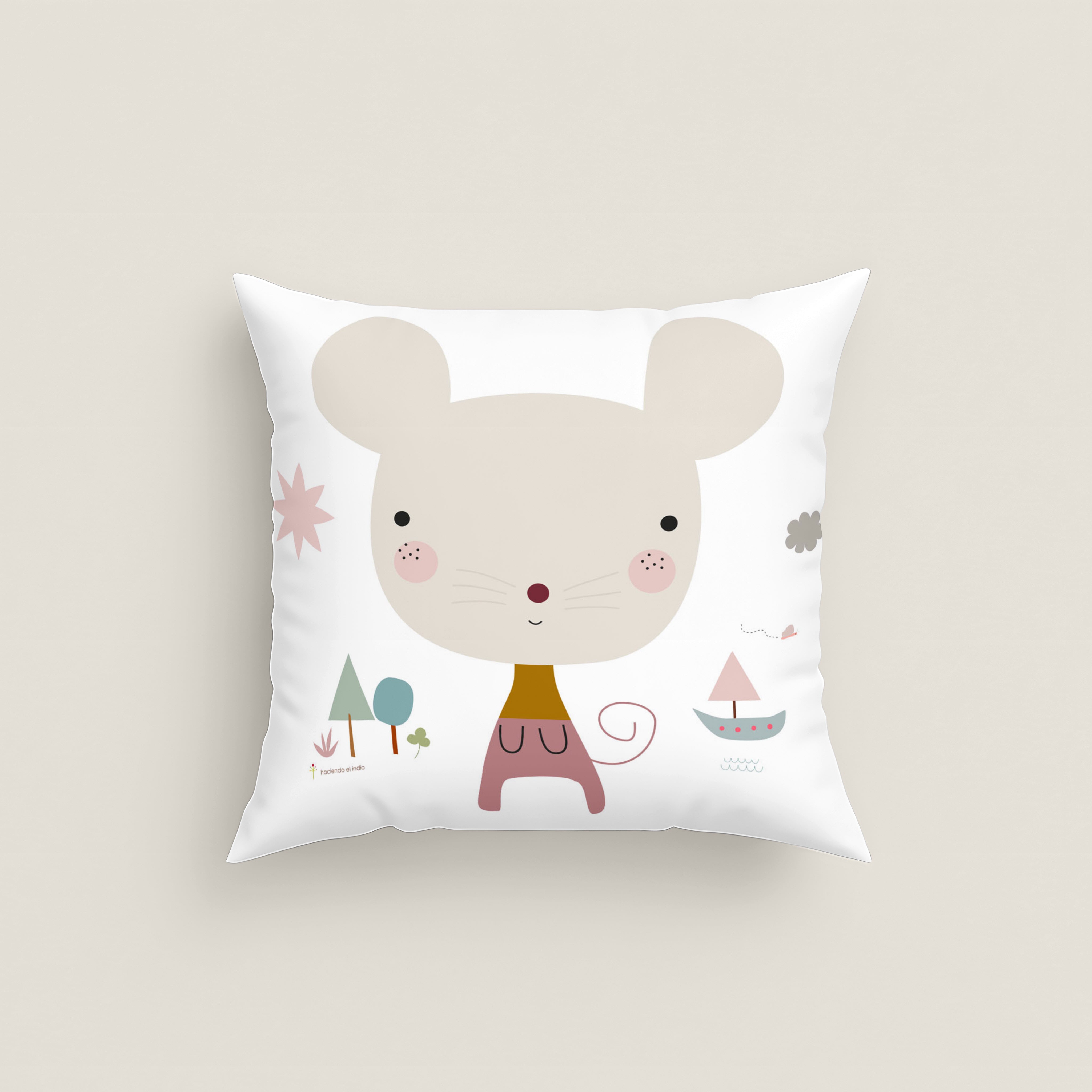 FUNDA DE COJÍN INFANTIL ESTAMPADO SUSANITA ROSA 100% ALGODÓN