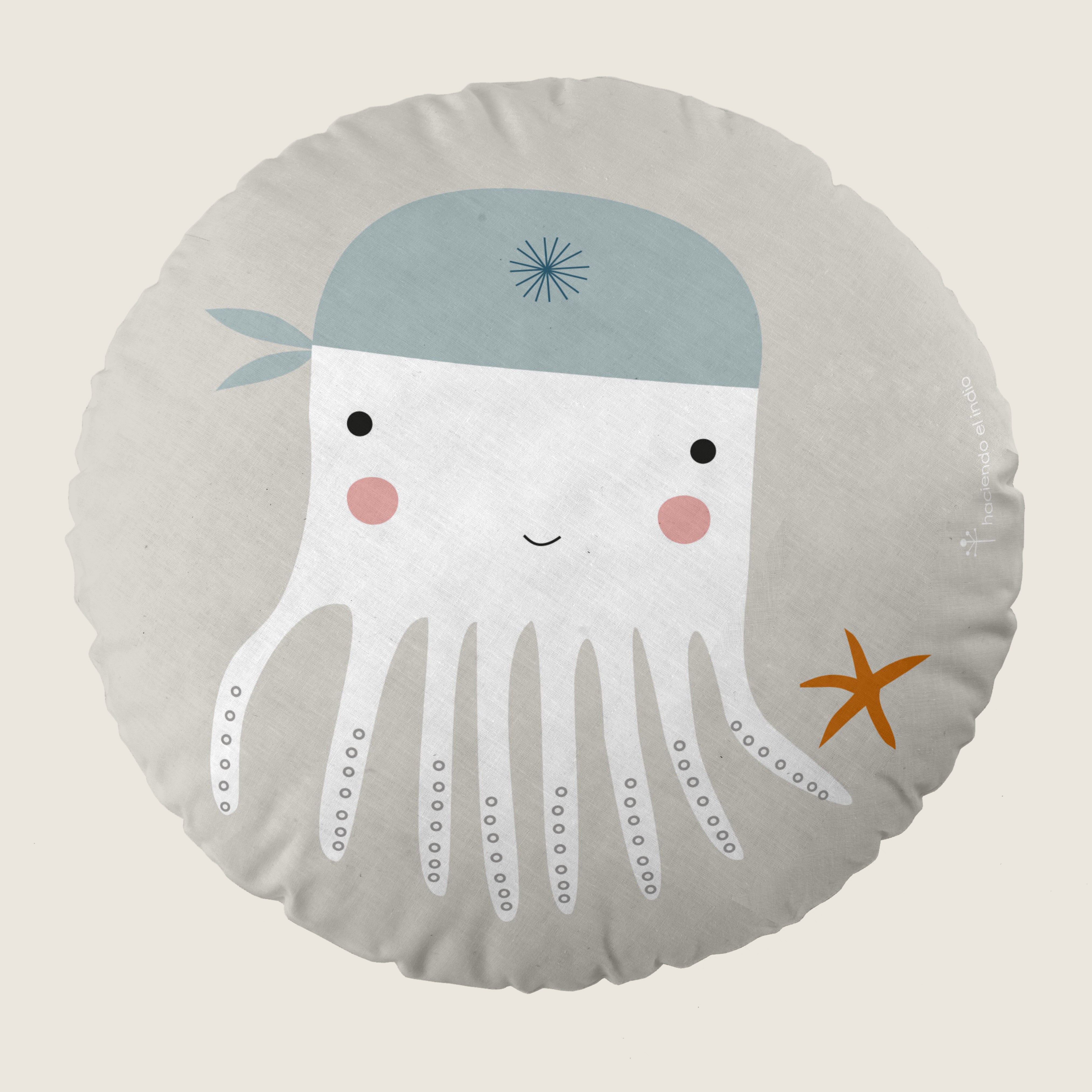 COJÍN REDONDO INFANTIL ESTAMPADO SURF