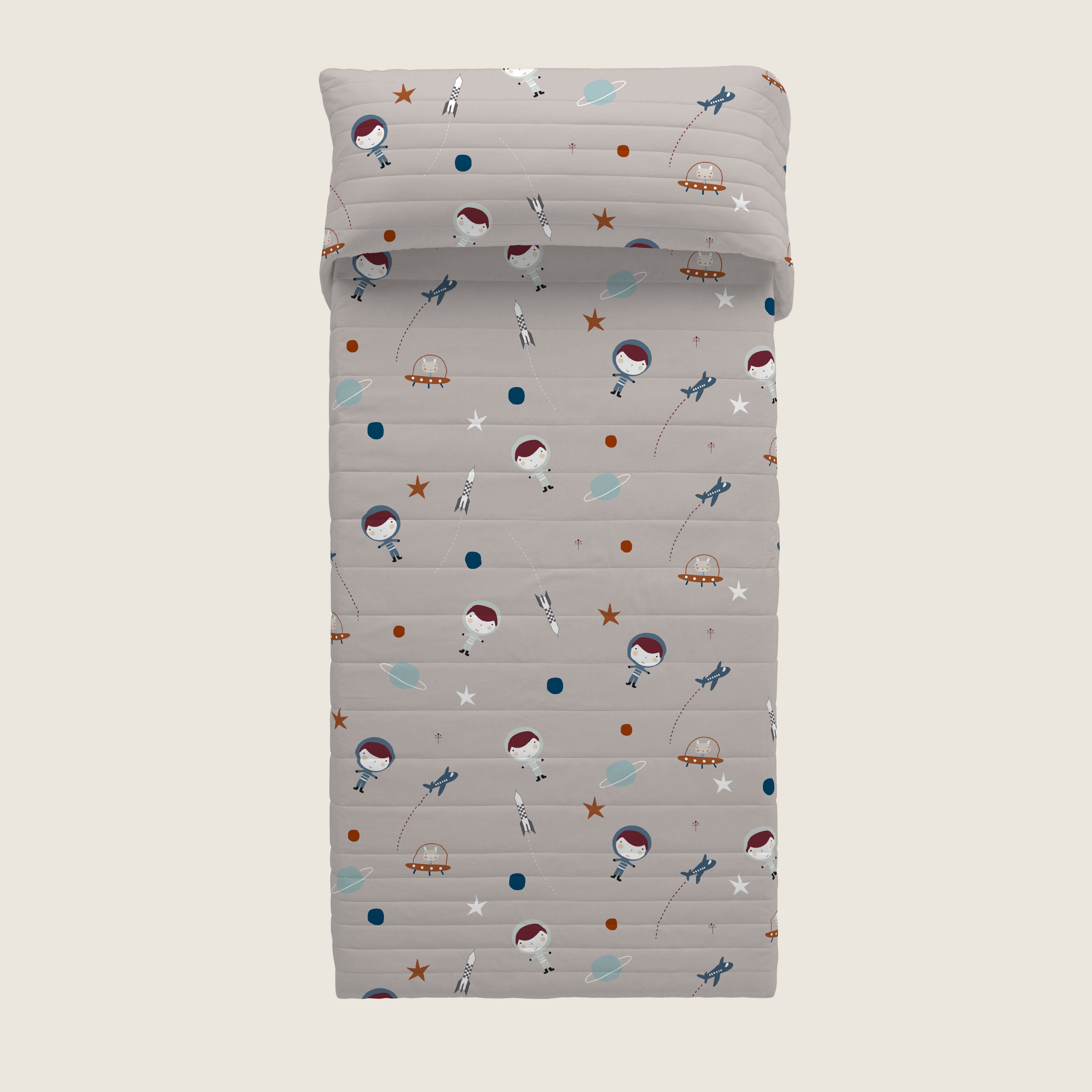 COPRILETTO BOUTIS REVERSIBILE STAMPATO PER BAMBINI PIANETA 100% COTONE