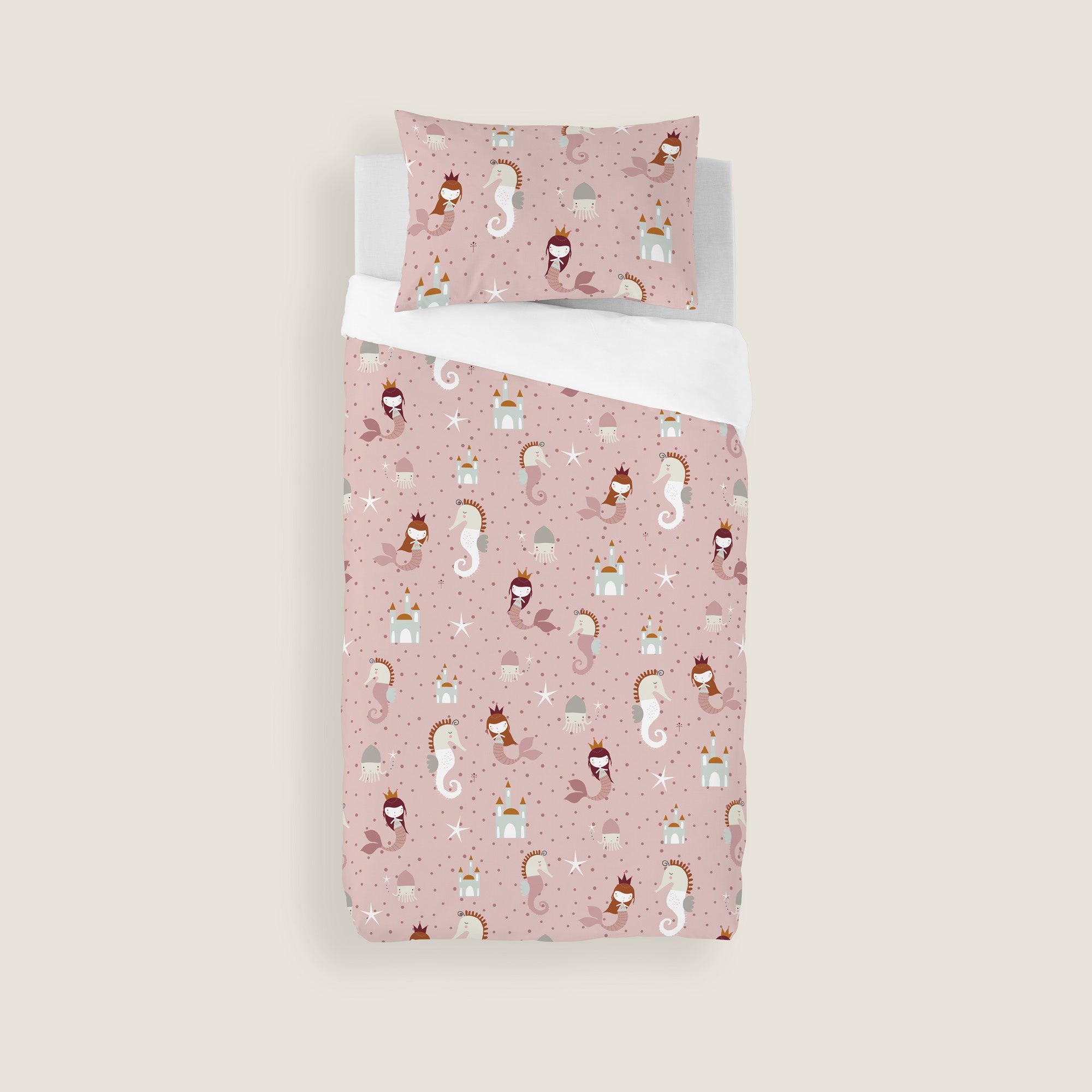 COPRIPIUMINO REVERSIBILE STAMPATO PER BAMBINI SEAHORSE 100% COTONE