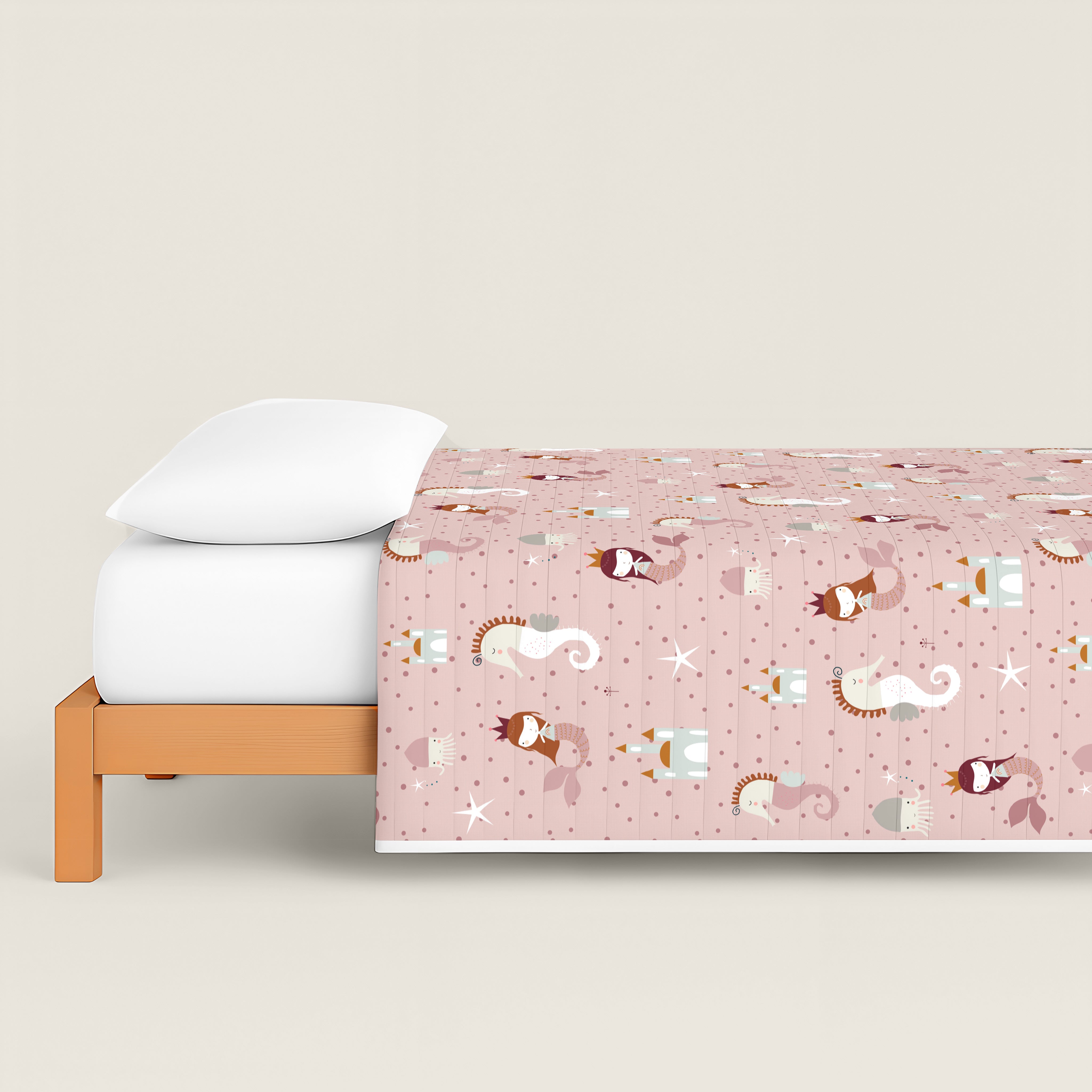 COPRILETTO BOUTIS REVERSIBILE STAMPATO PER BAMBINI SEAHORSE 100% COTONE