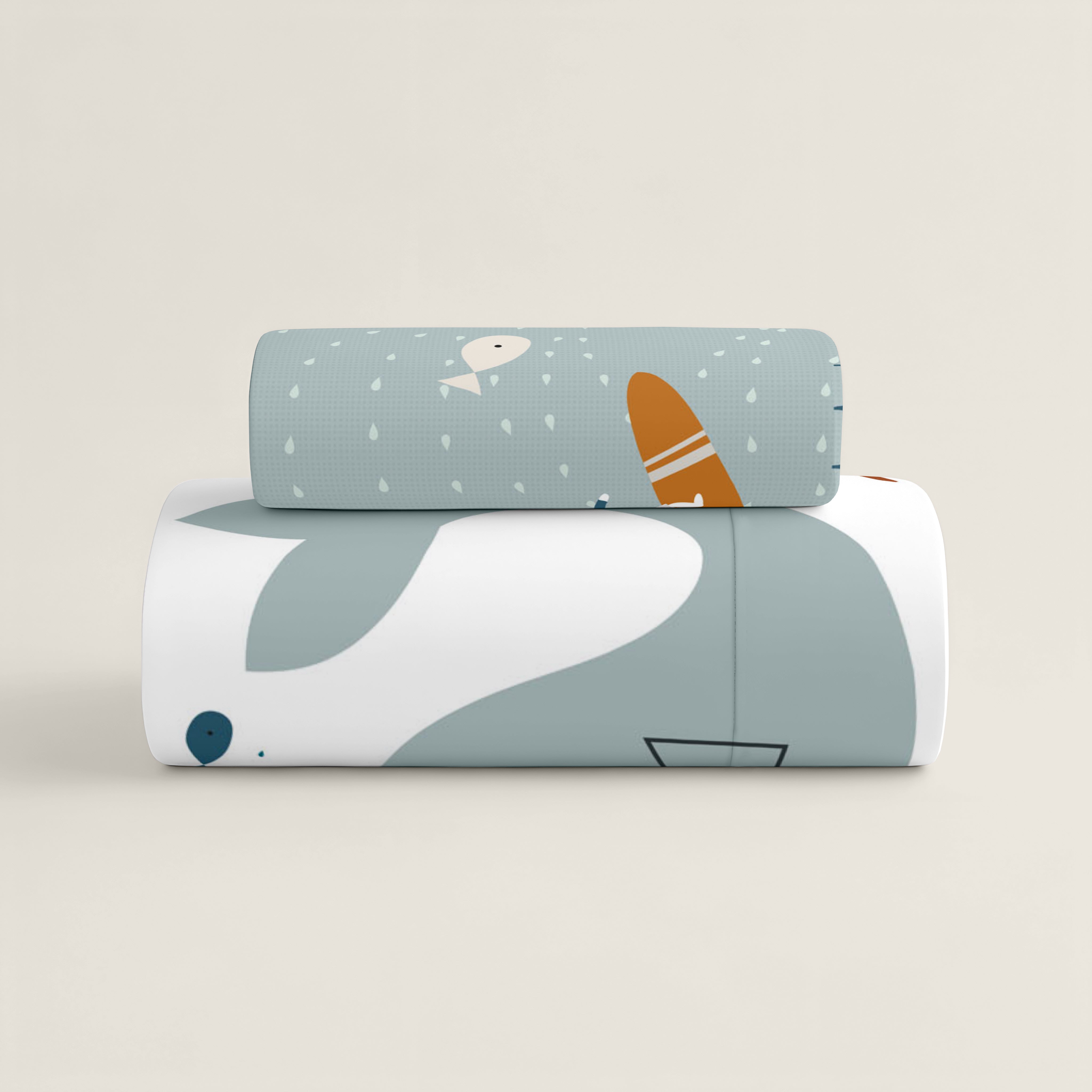 COPRIPIUMINO REVERSIBILE STAMPATO PER BAMBINI SURF 100% COTONE