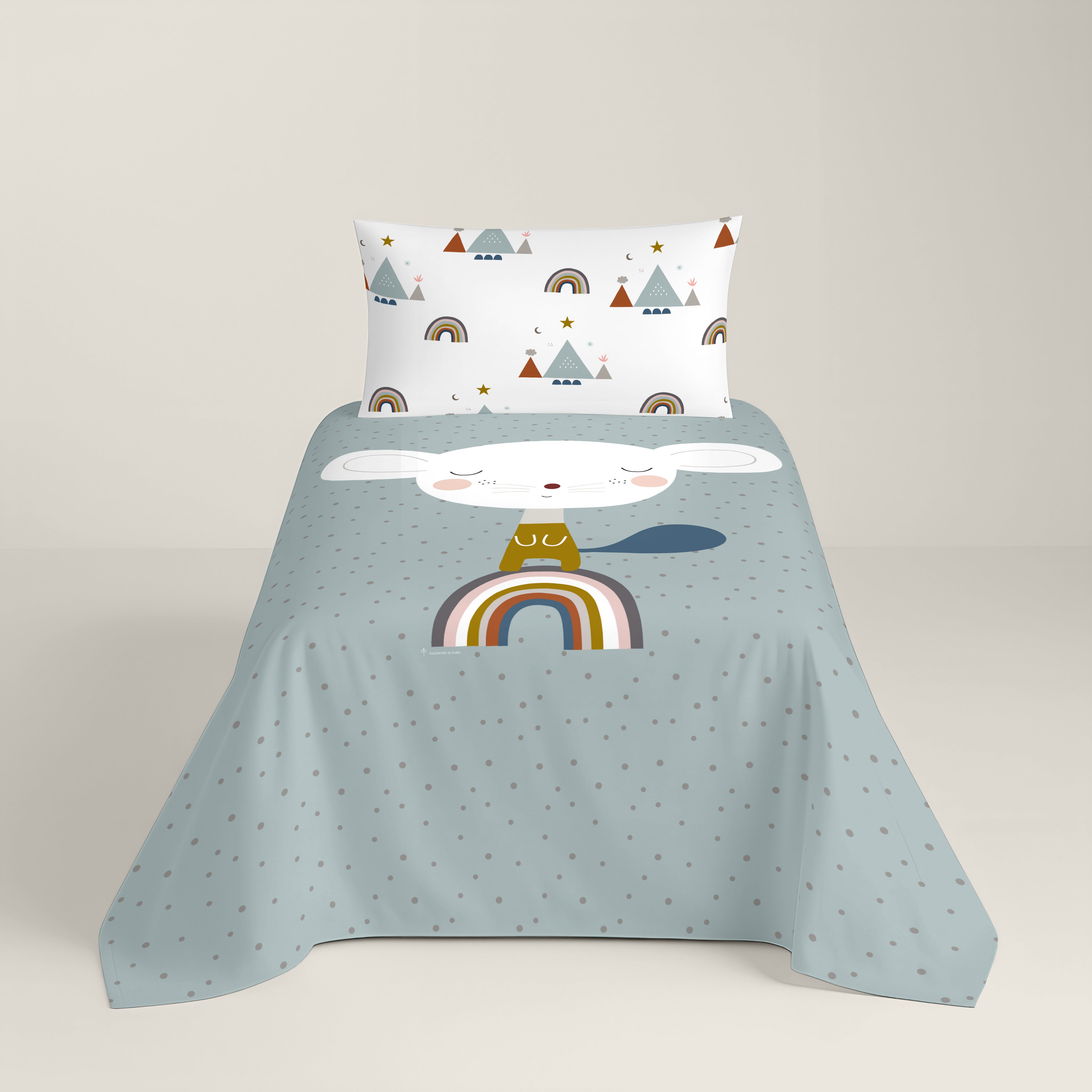 COPRIPIUMINO REVERSIBILE STAMPATO PER BAMBINI SUSANITA BLU 100% COTONE