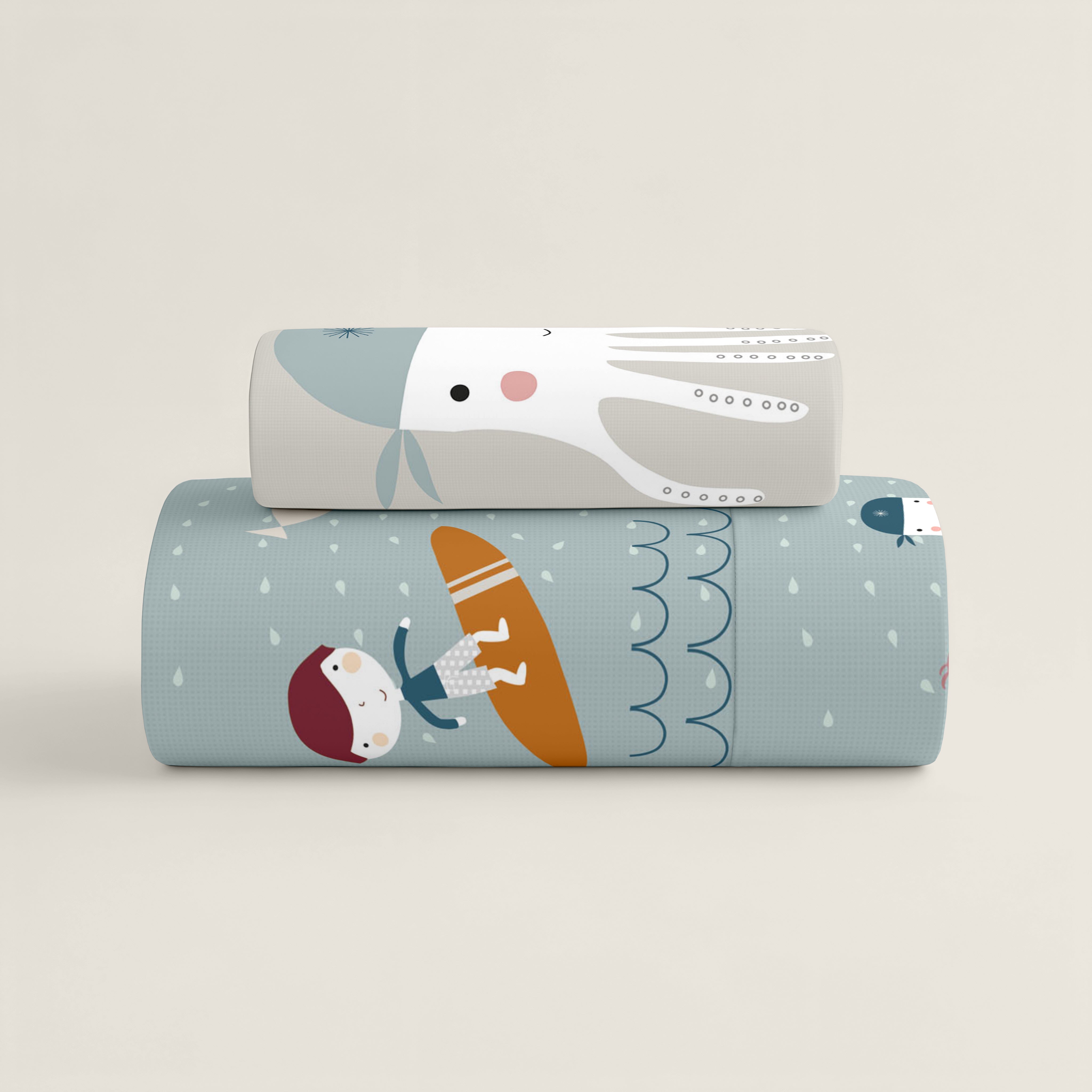 FUNDA NÓRDICA REVERSIBLE CUNA BEBÉ SURF 100% ALGODÓN