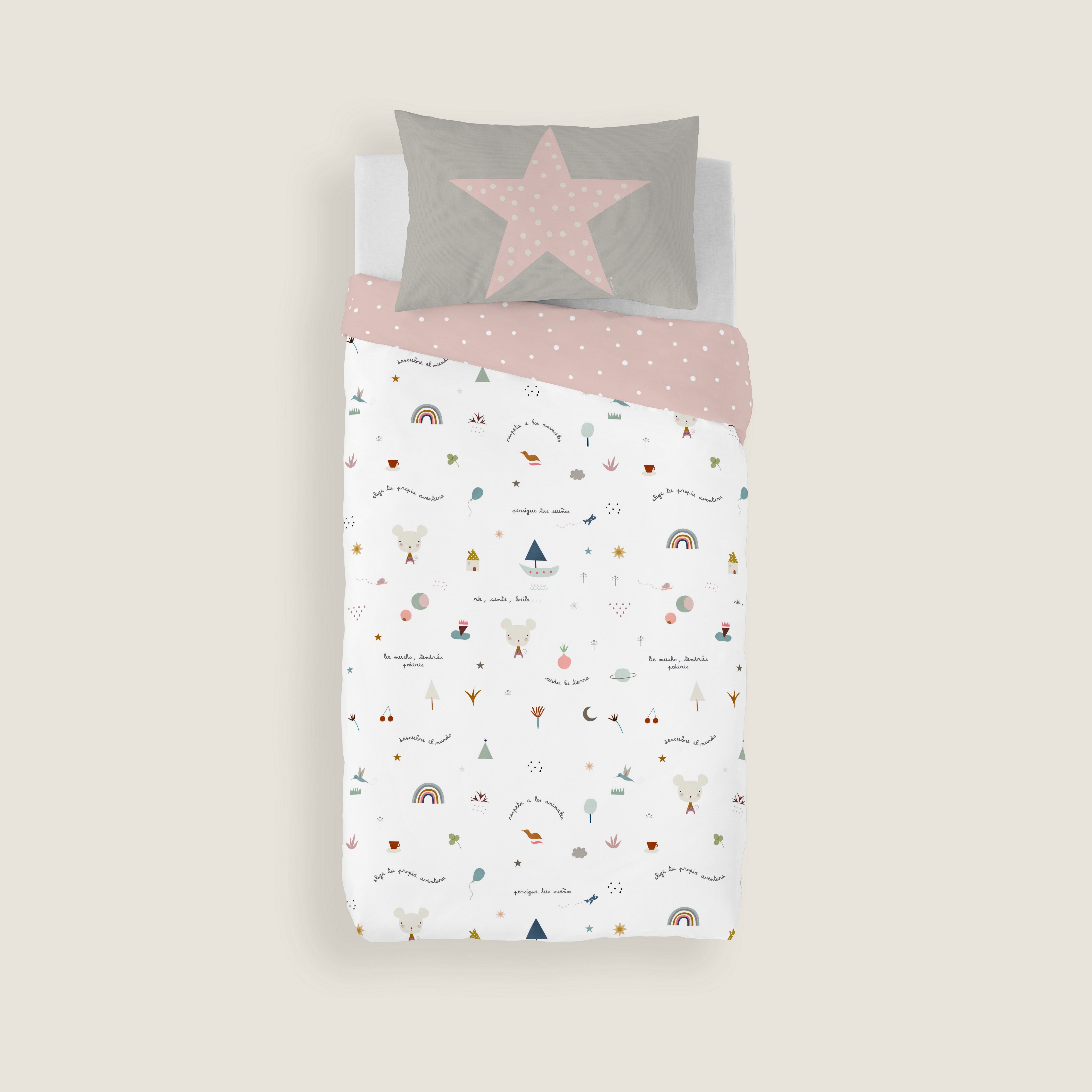 FUNDA NÓRDICA REVERSIBLE CUNA BEBÉ SUSANITA ROSA 100% ALGODÓN