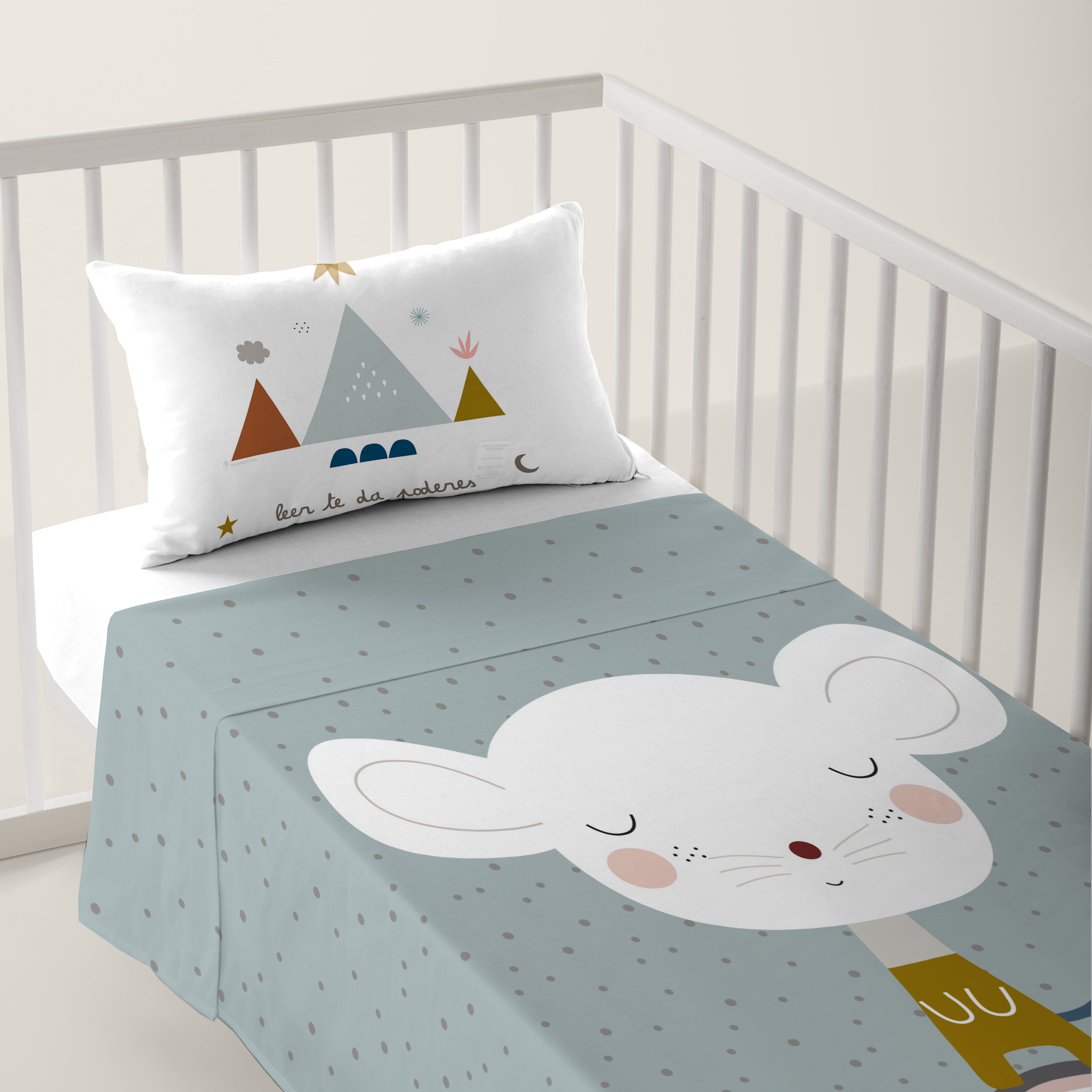 JUEGO DE SÁBANAS CUNA BEBÉ SUSANITA AZUL A 100% ALGODÓN