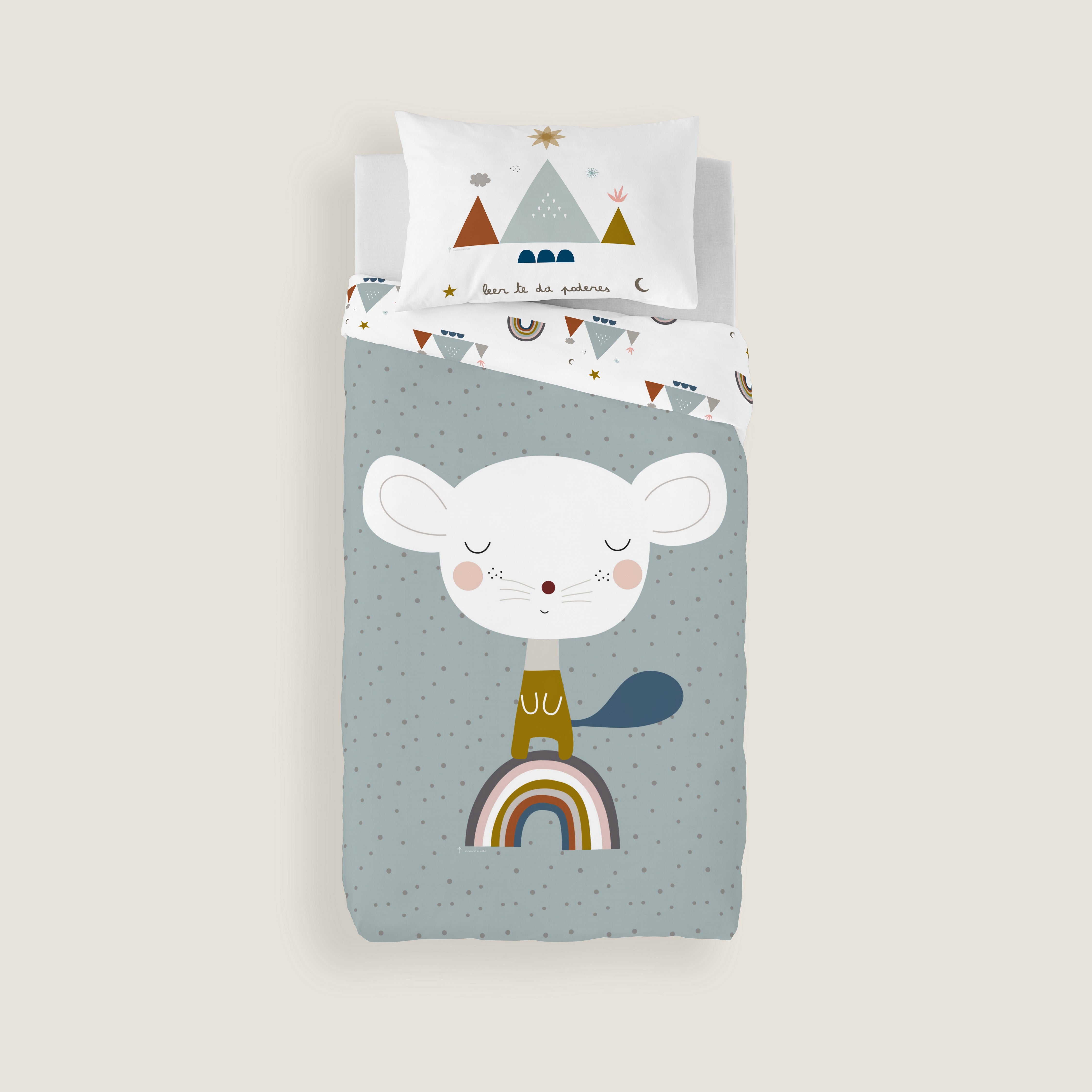 FUNDA NÓRDICA REVERSIBLE CUNA BEBÉ SUSANITA AZUL 100% ALGODÓN