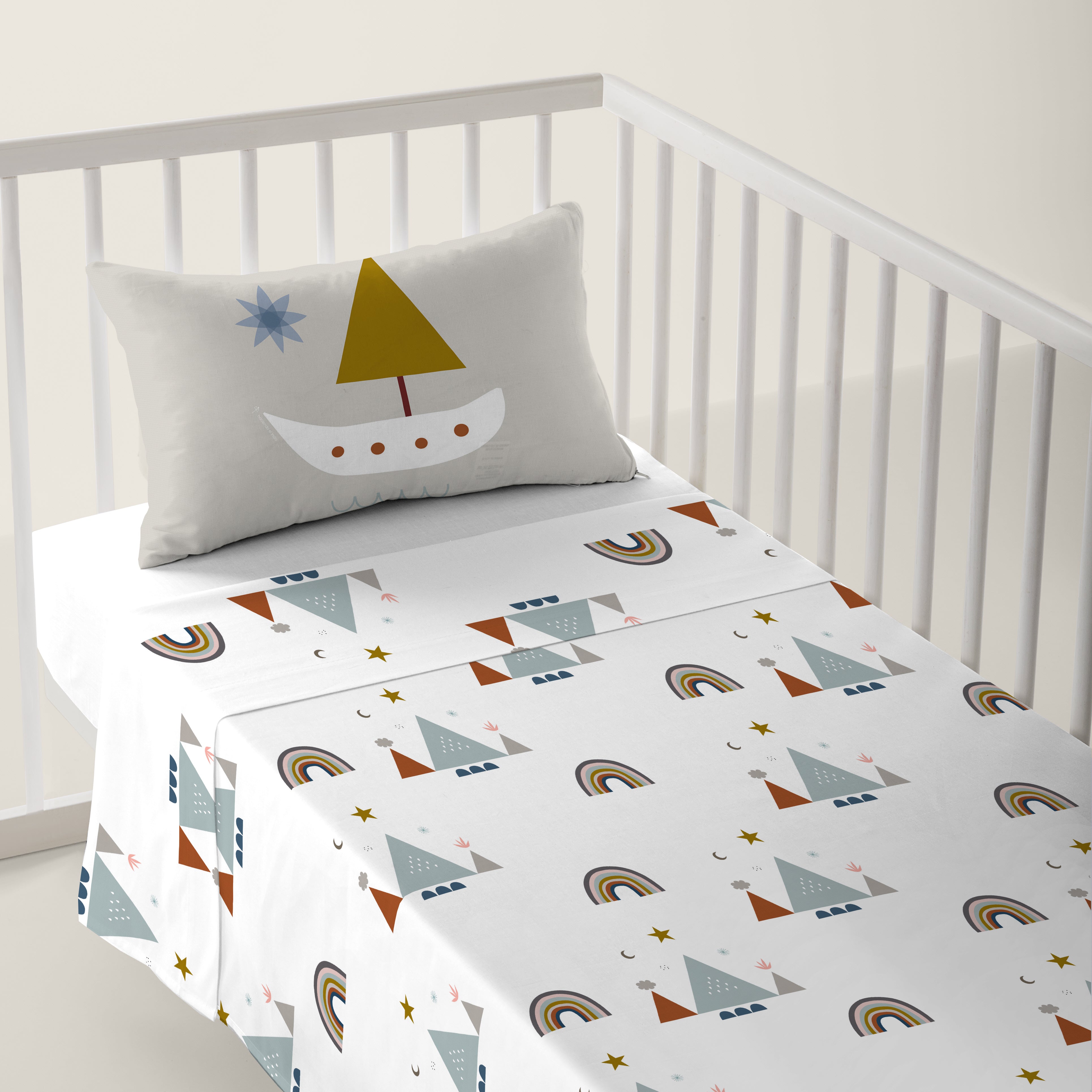 JUEGO DE SÁBANAS CUNA BEBÉ SUSANITA AZUL B 100% ALGODÓN