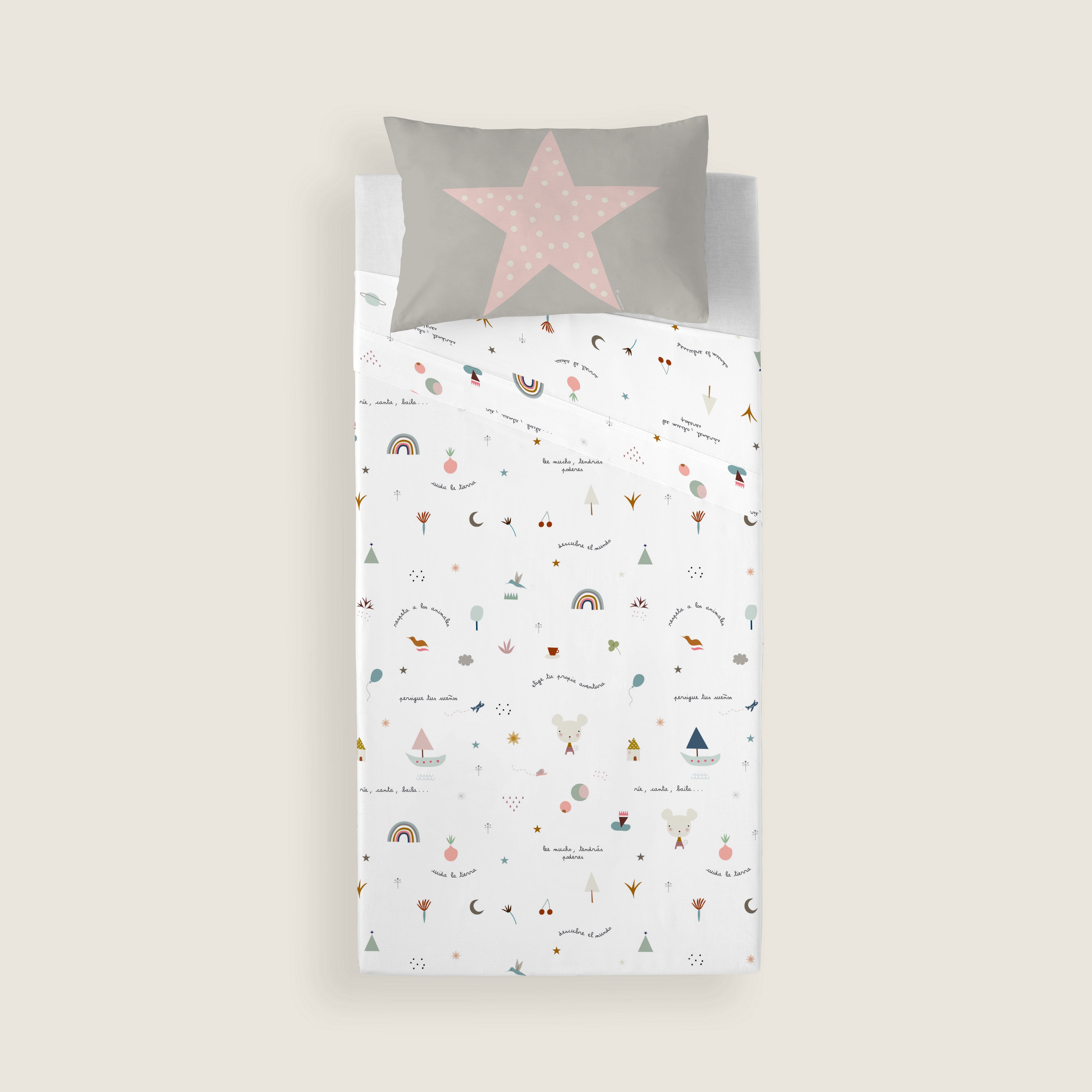 JUEGO DE SÁBANAS CUNA BEBÉ SUSANITA ROSA B 100% ALGODÓN