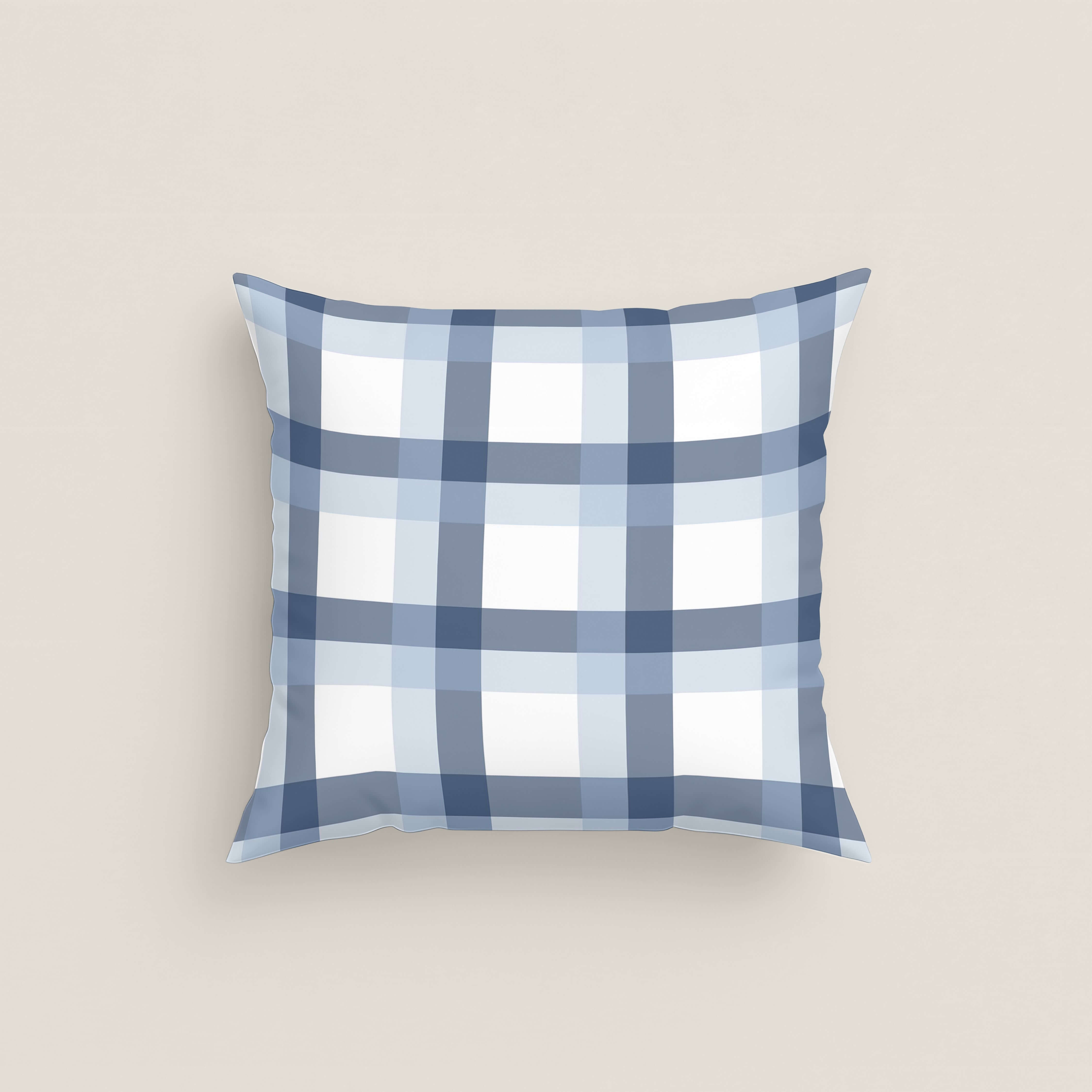 FUNDA DE COJÍN ESTAMPADO ESCOCES AZUL-BLANCO 100% ALGODÓN