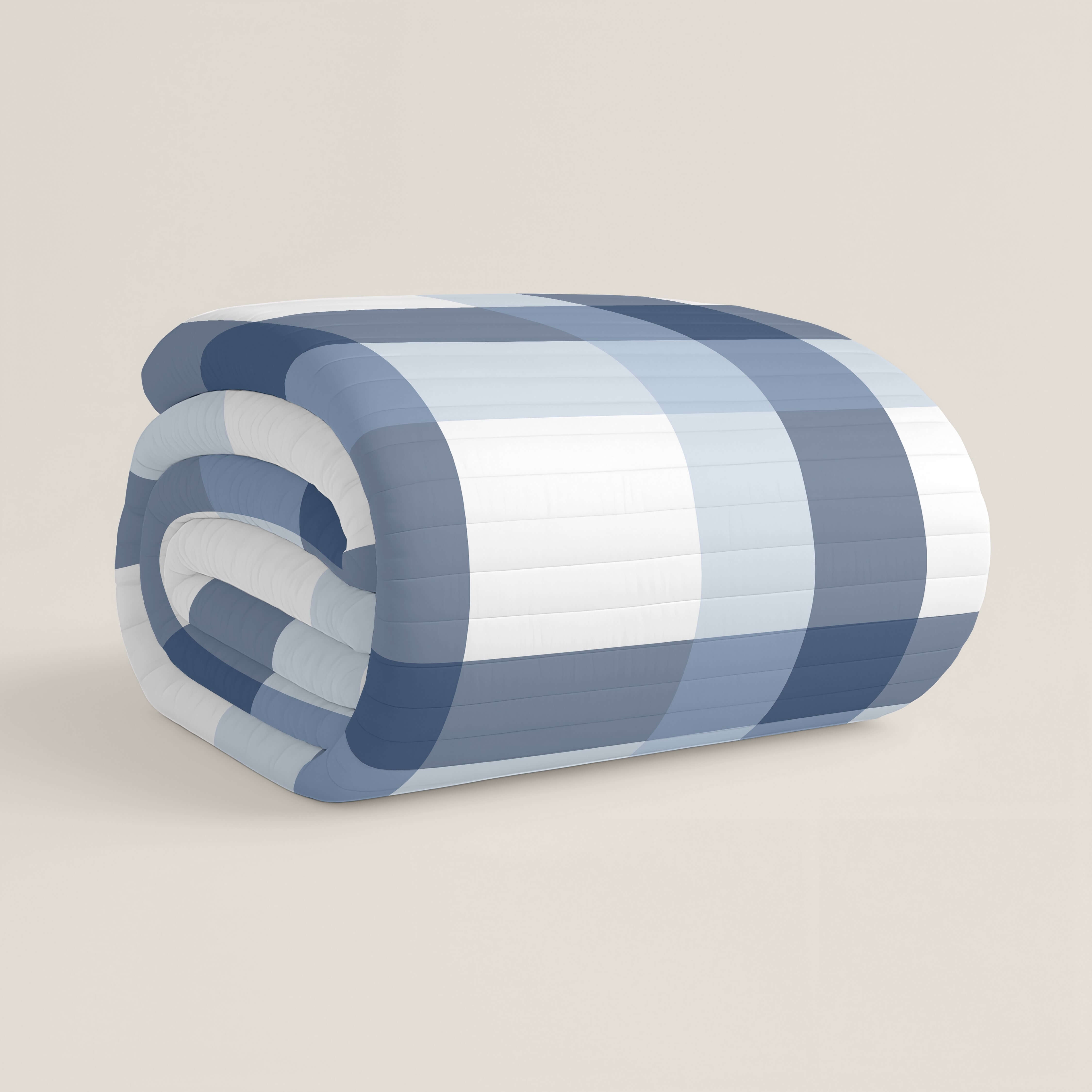 COLCHA BOUTI ESTAMPADA ESCOCES AZUL-BLANCO 100% ALGODÓN