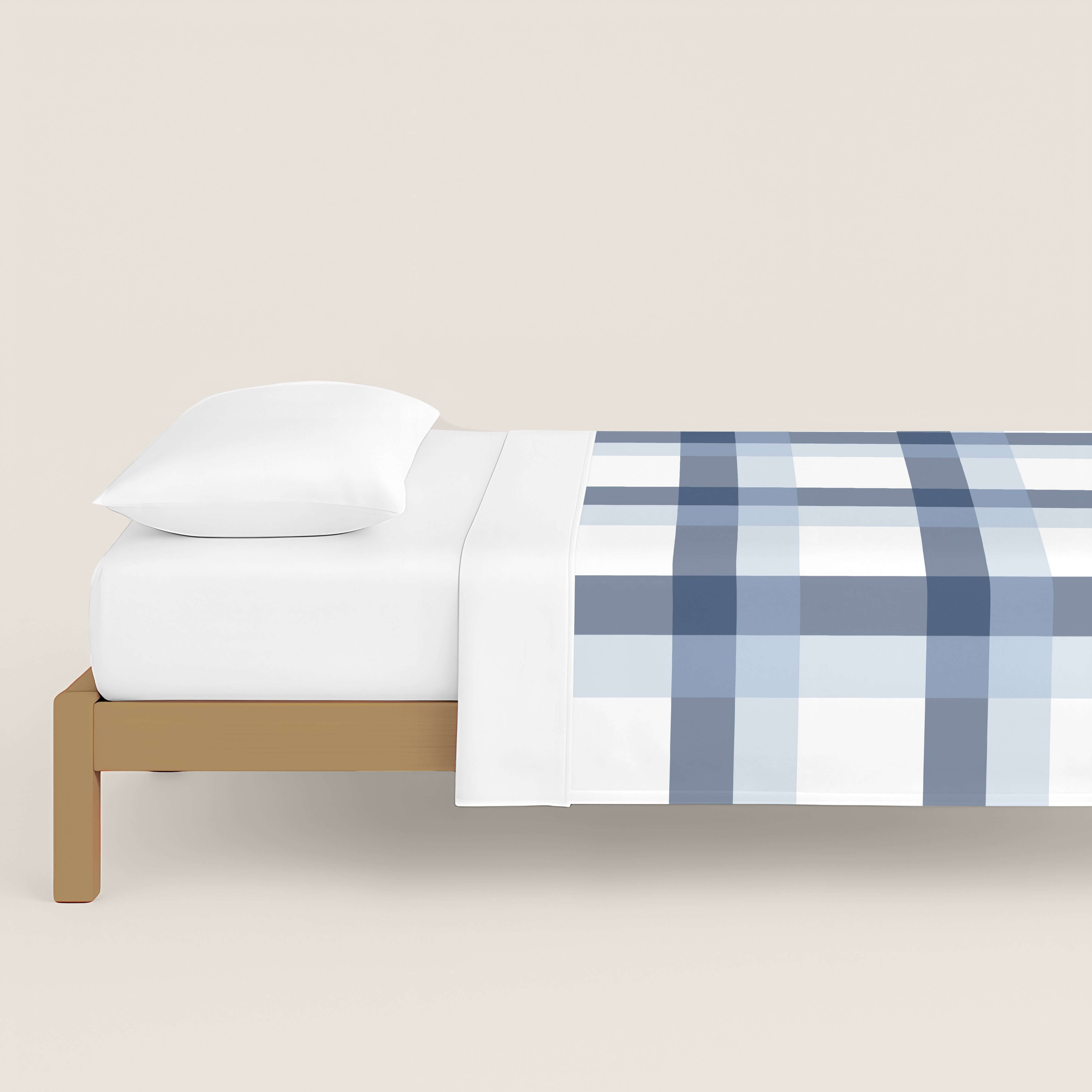 FUNDA NÓRDICA ESTAMPADA ESCOCES AZUL-BLANCO 100% ALGODÓN