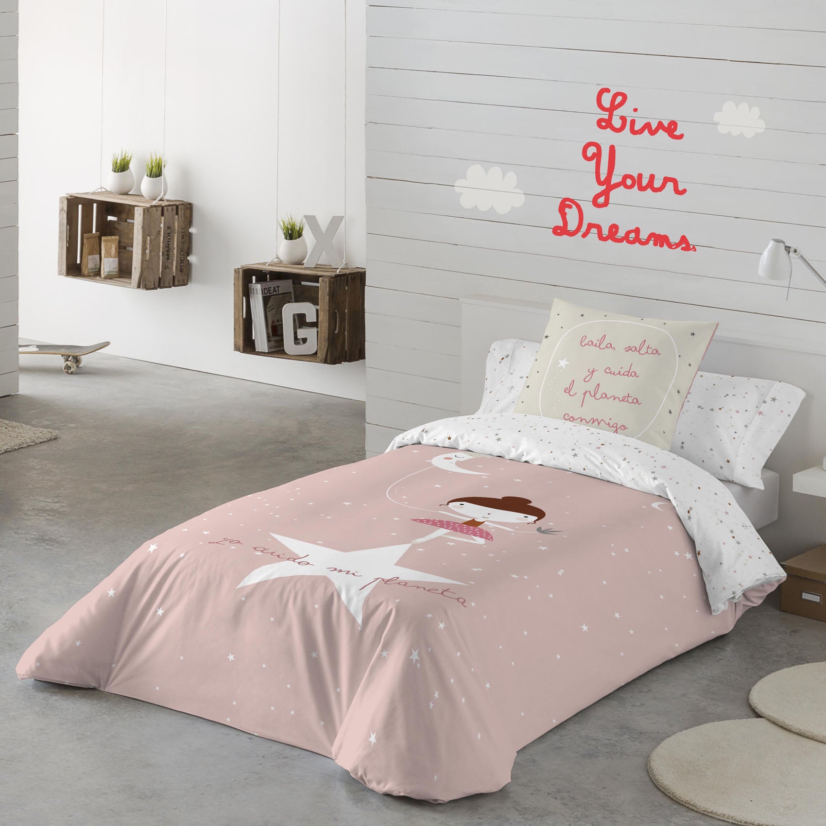 COPRIPIUMINO REVERSIBILE STAMPATO PER BAMBINI BALLERINA 100% COTONE