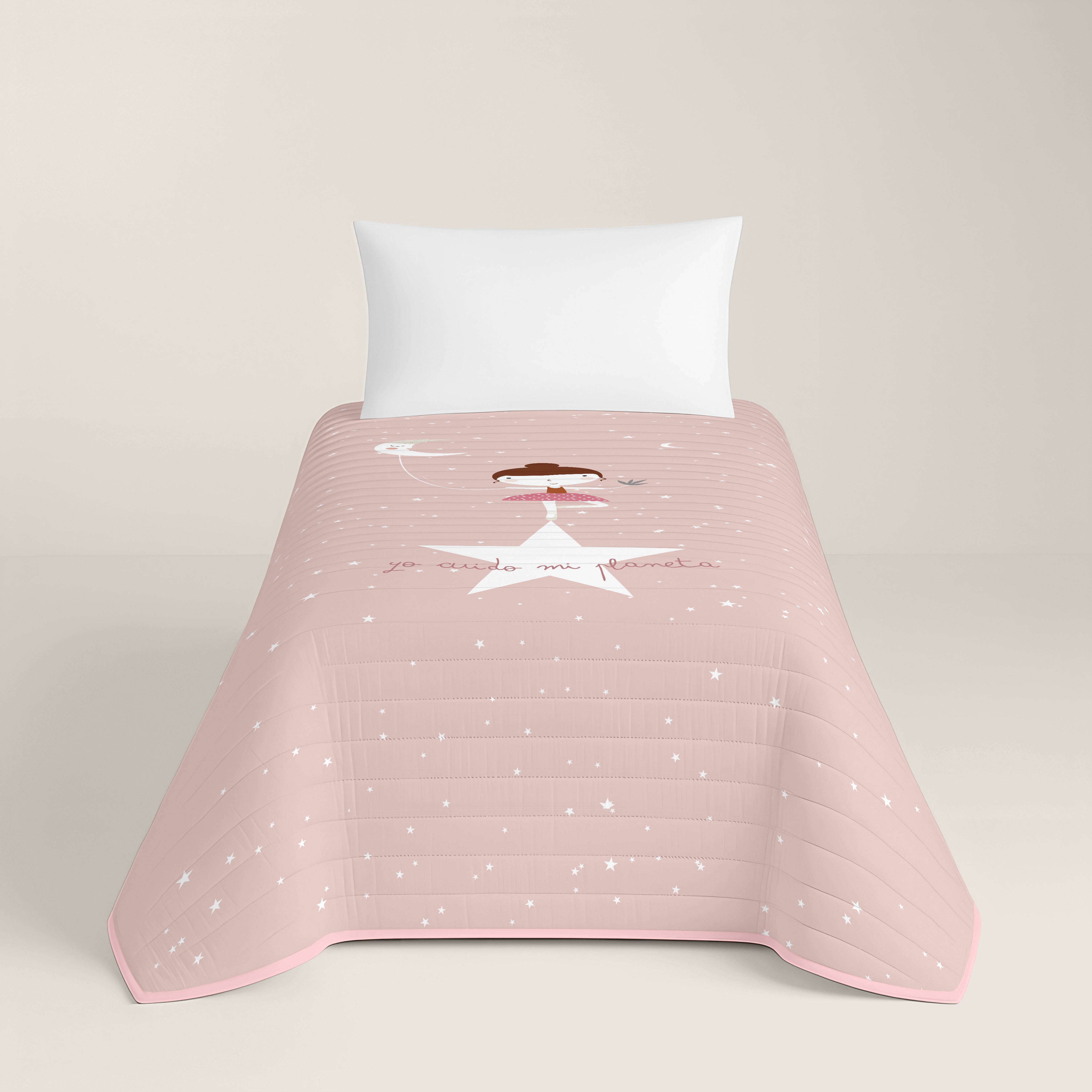 COLCHA BOUTI REVERSIBLE ESTAMPADA INFANTIL BAILARINA 100% ALGODÓN