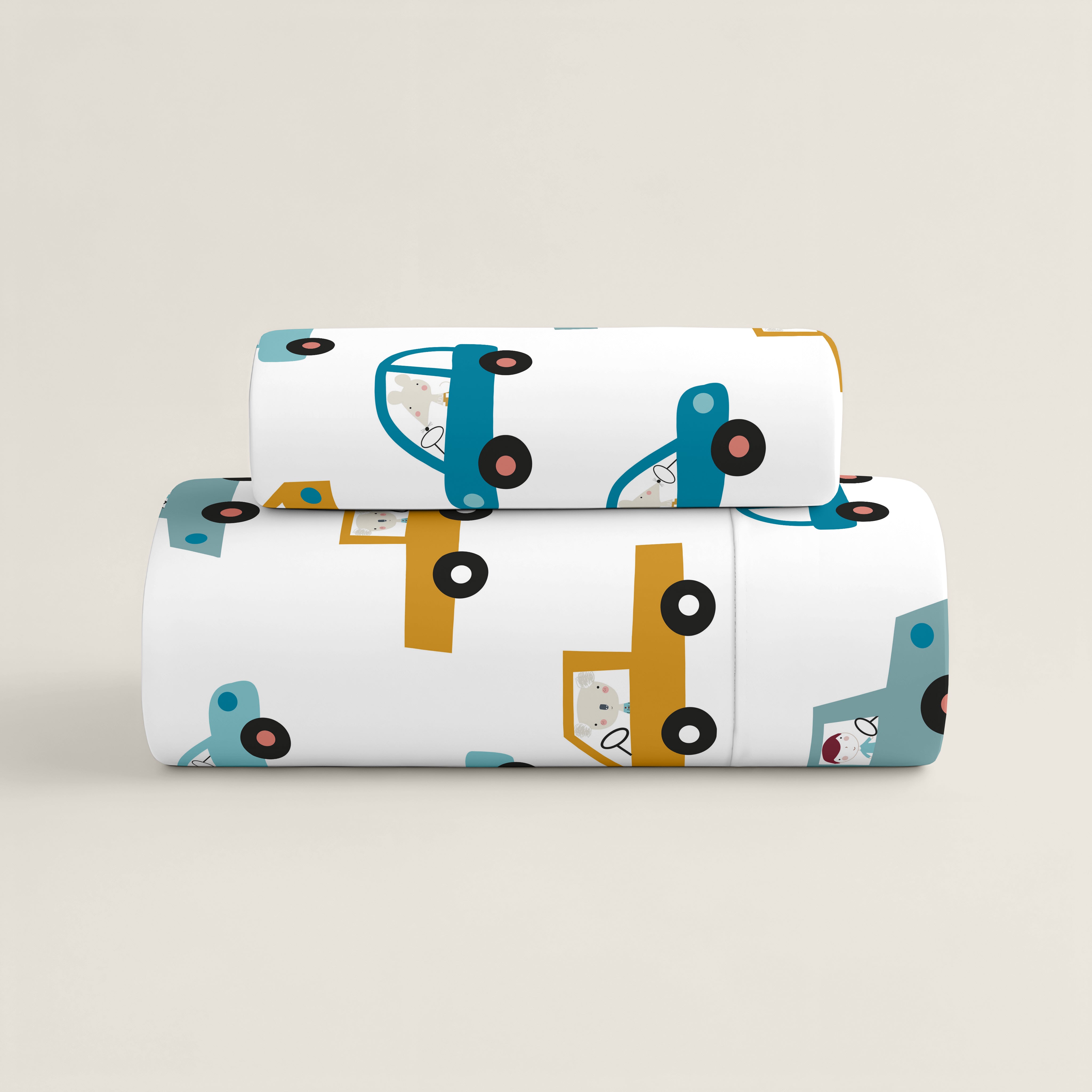 COPRIPIUMINO REVERSIBILE STAMPATO PER BAMBINI AUTO 100% COTONE