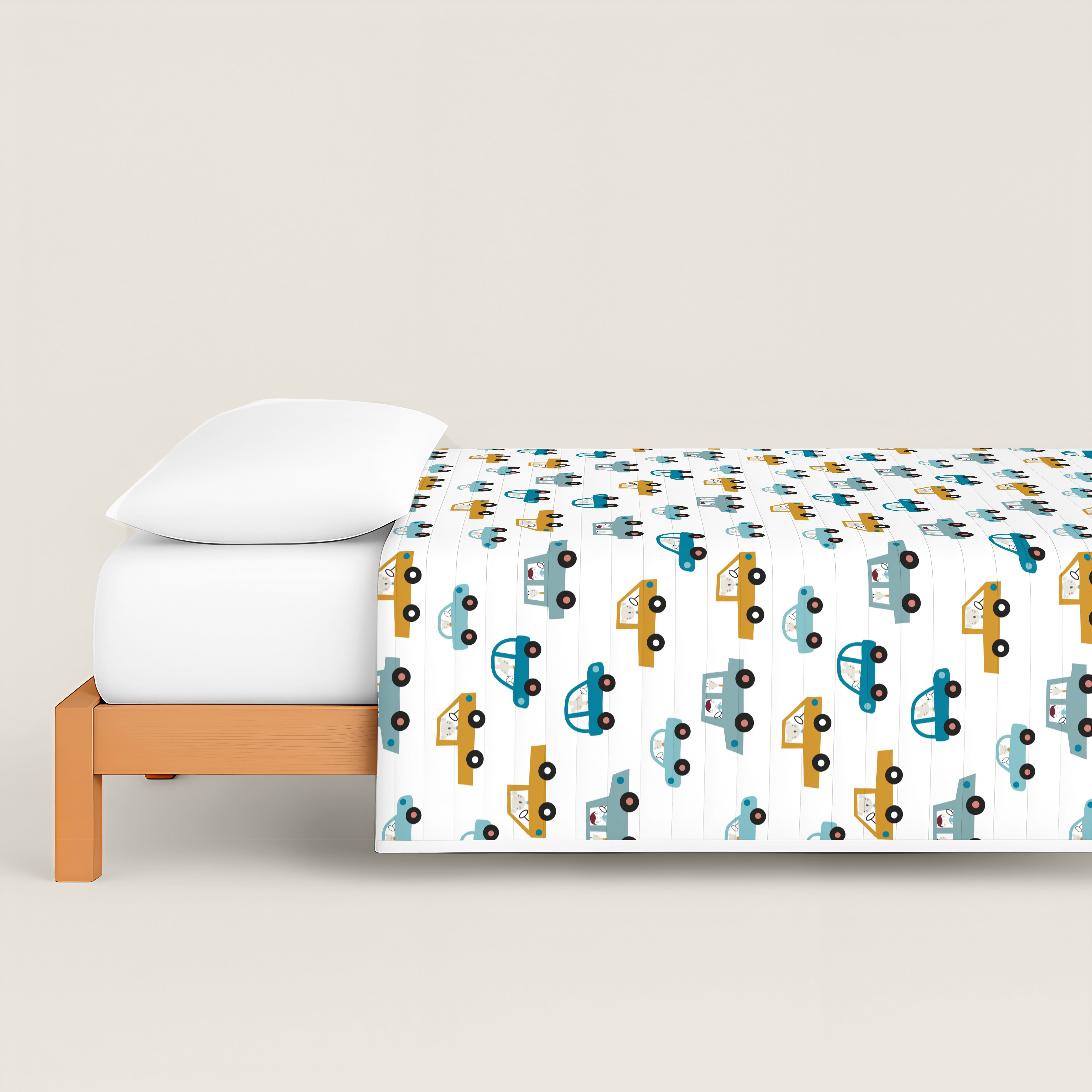 COLCHA BOUTI REVERSIBLE ESTAMPADA INFANTIL COCHES 100% ALGODÓN