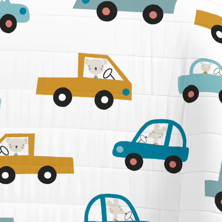 COLCHA BOUTI REVERSIBLE ESTAMPADA INFANTIL COCHES 100% ALGODÓN