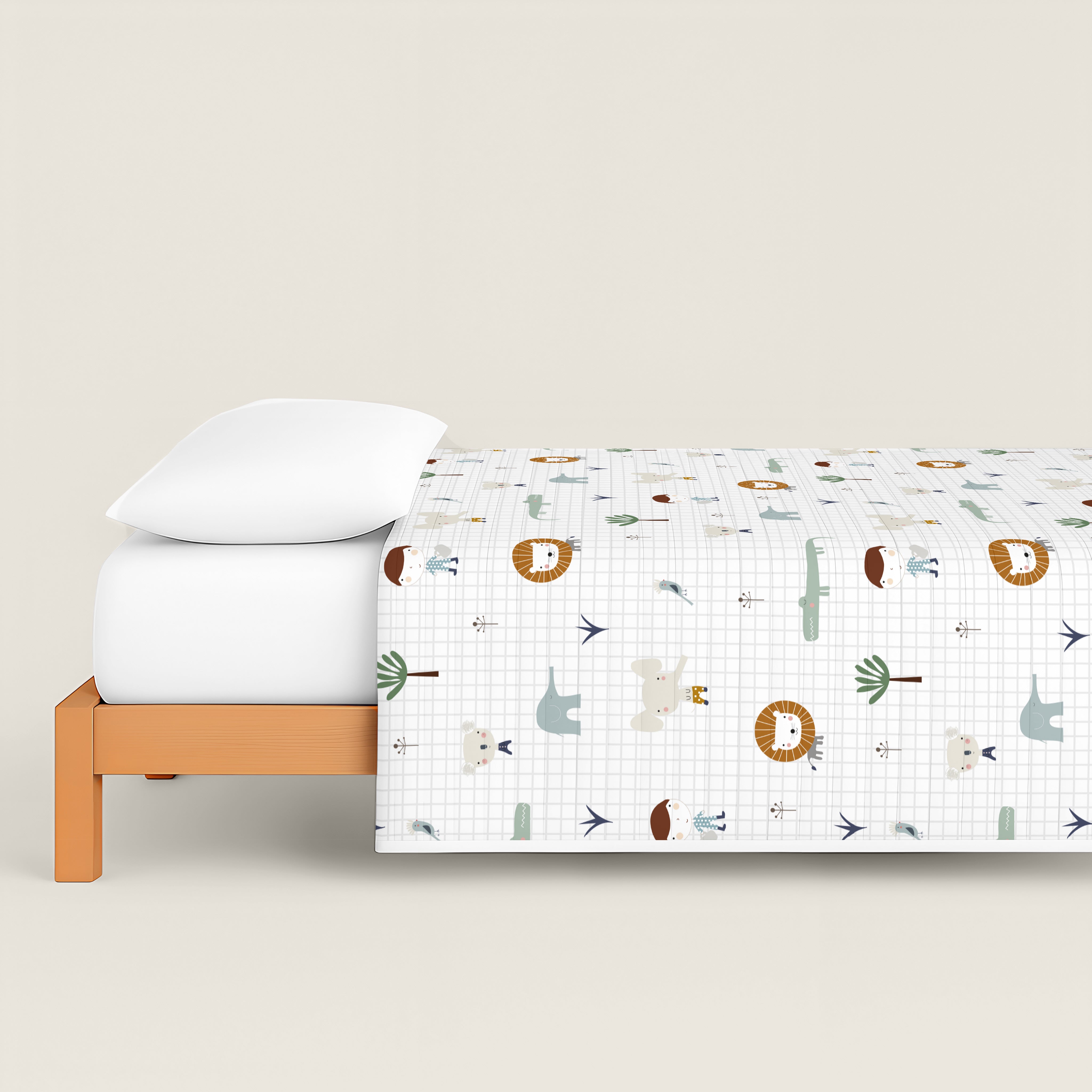 COLCHA BOUTI REVERSIBLE ESTAMPADA INFANTIL JUNGLA NIÑO 100% ALGODÓN