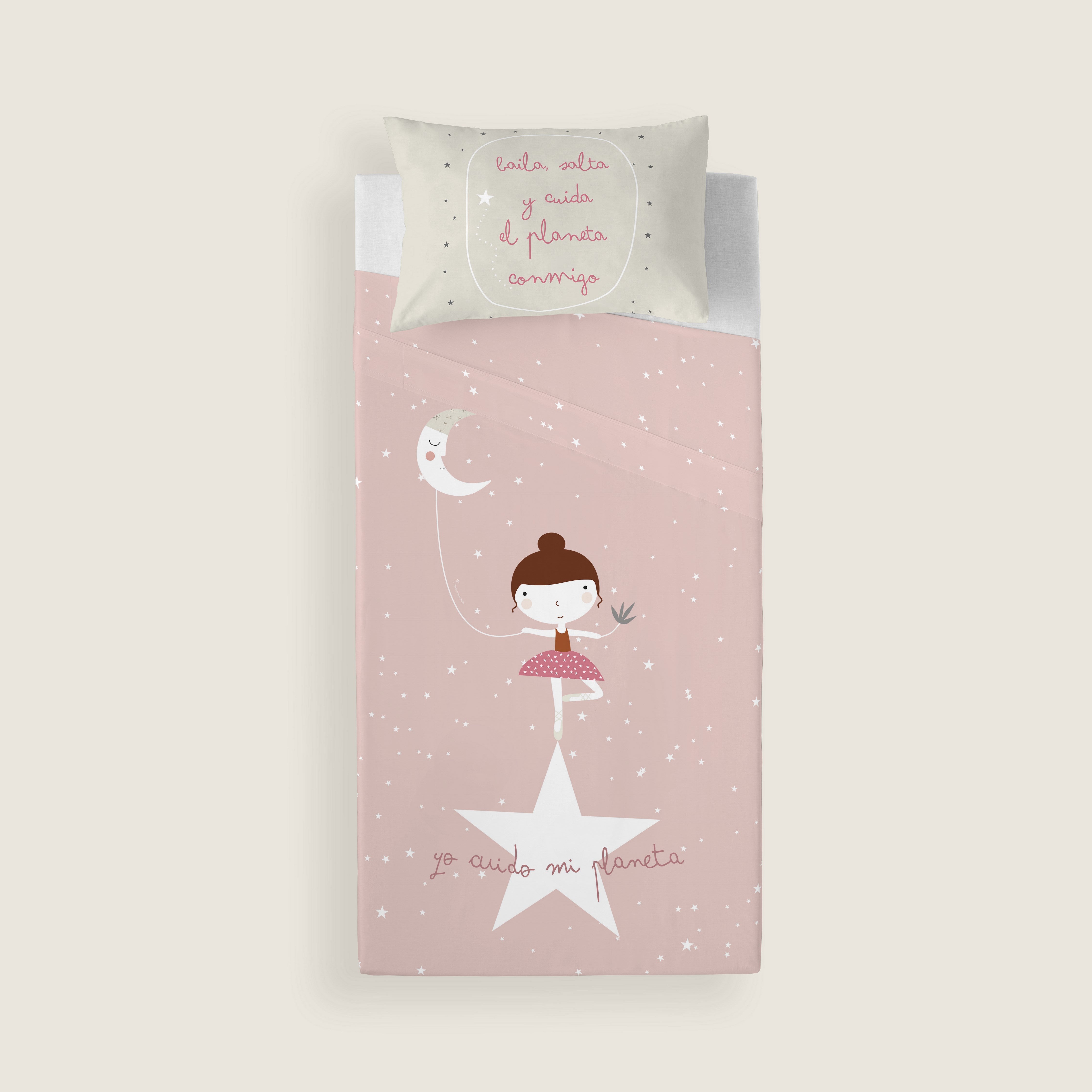 JUEGO DE SÁBANAS CUNA BEBÉ BAILARINA A 100% ALGODÓN