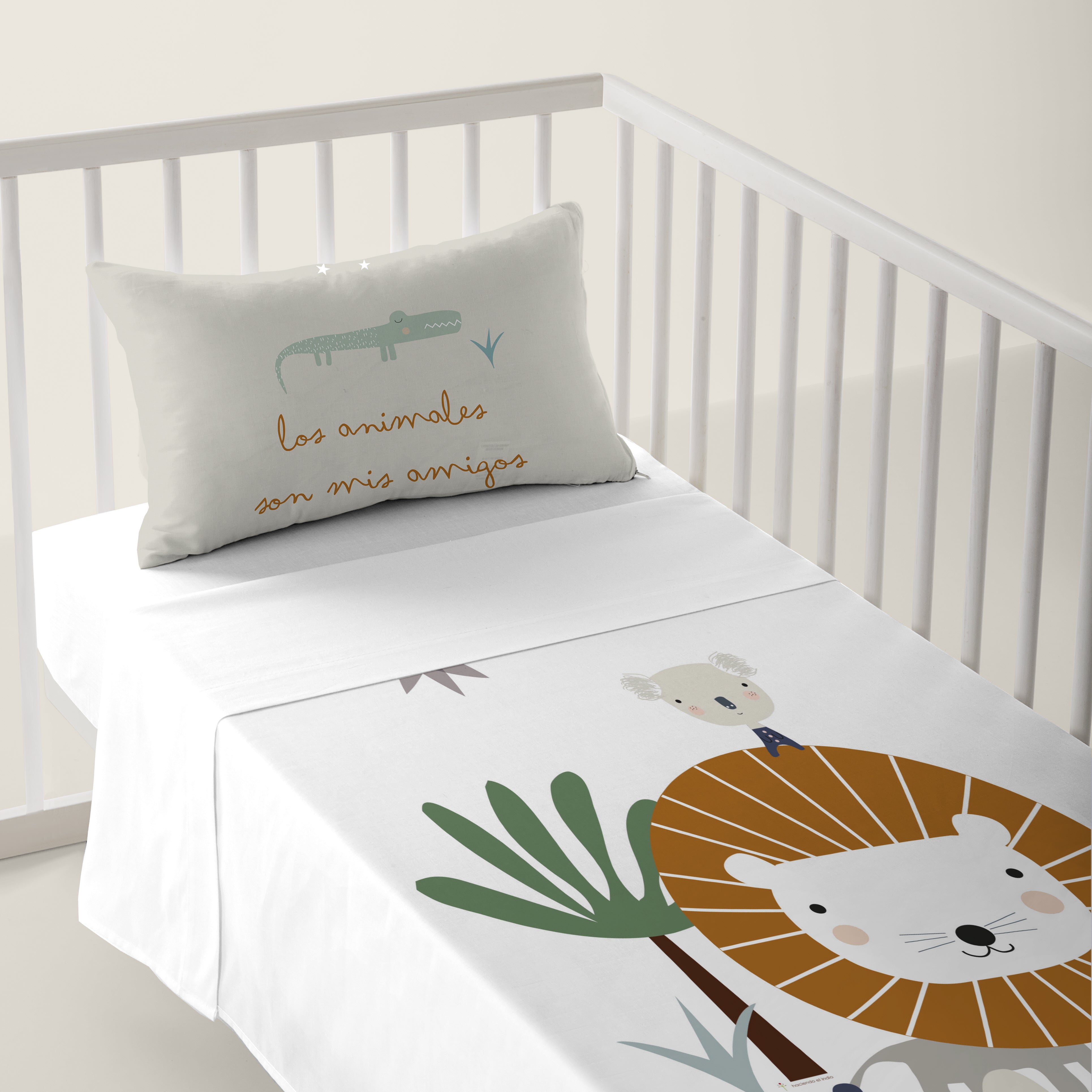 JUEGO DE SÁBANAS CUNA BEBÉ JUNGLA NIÑO A 100% ALGODÓN