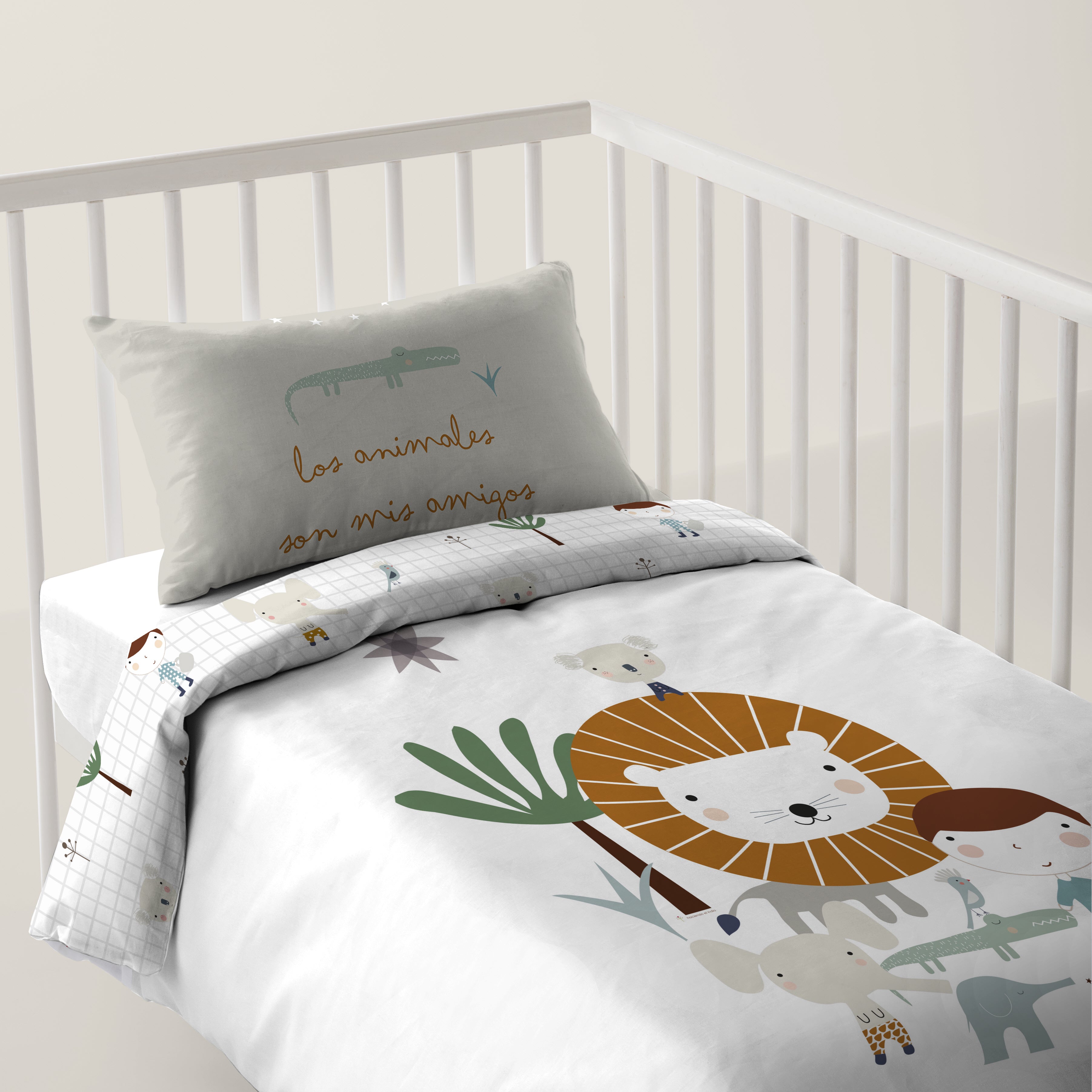 FUNDA NÓRDICA REVERSIBLE CUNA BEBÉ JUNGLA NIÑO 100% ALGODÓN