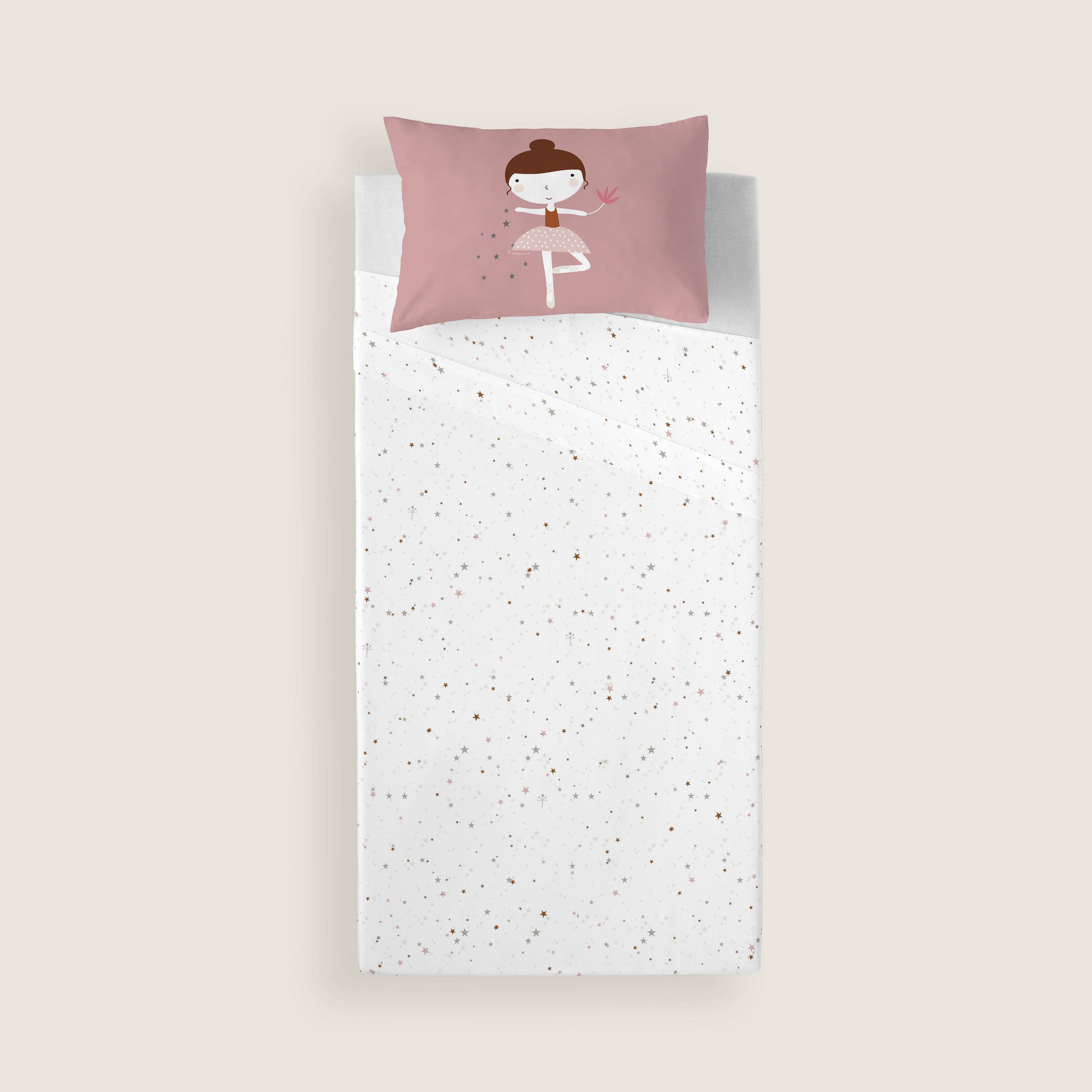 JUEGO DE SÁBANAS CUNA BEBÉ BAILARINA B 100% ALGODÓN