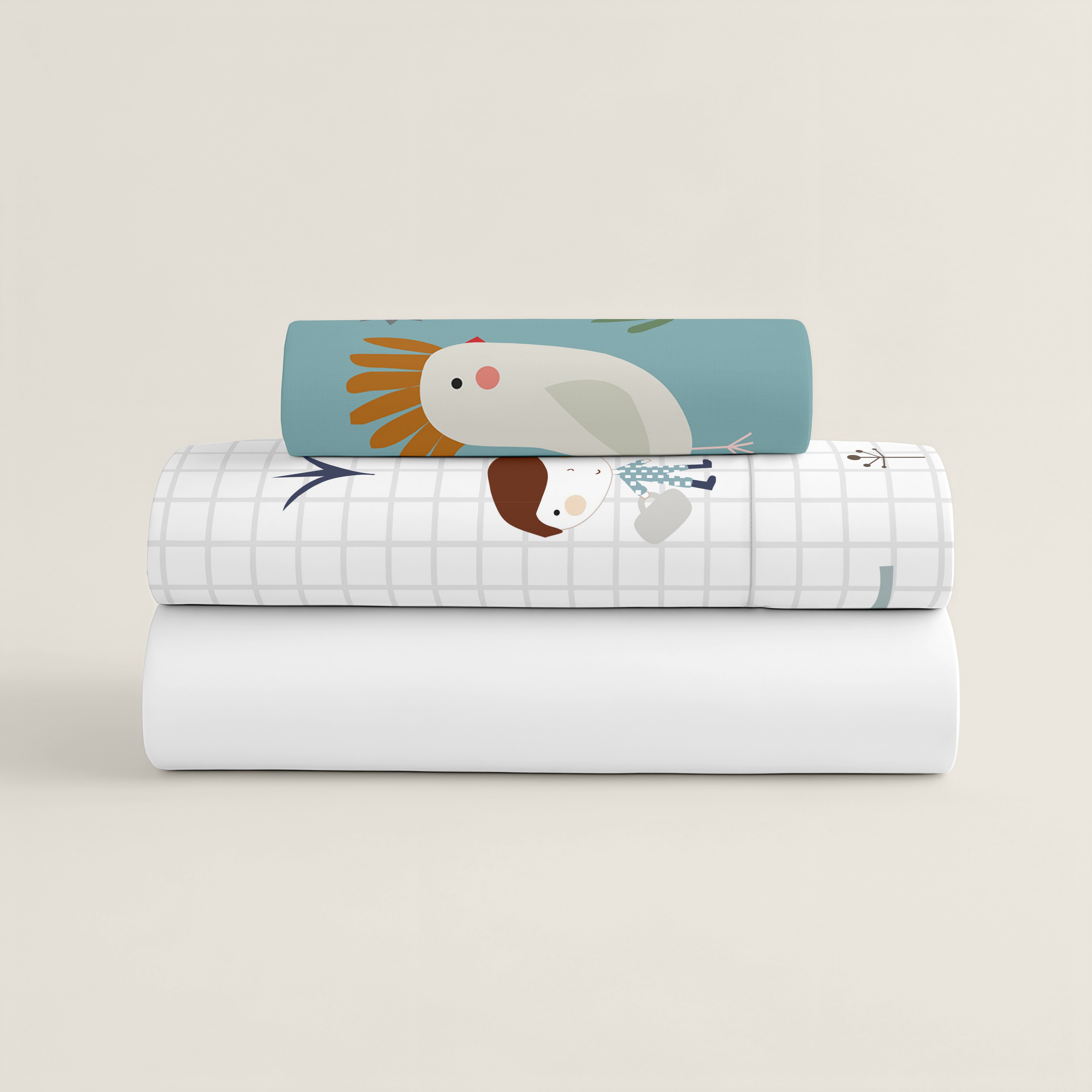 JUEGO DE SÁBANAS CUNA BEBÉ JUNGLA NIÑO B 100% ALGODÓN