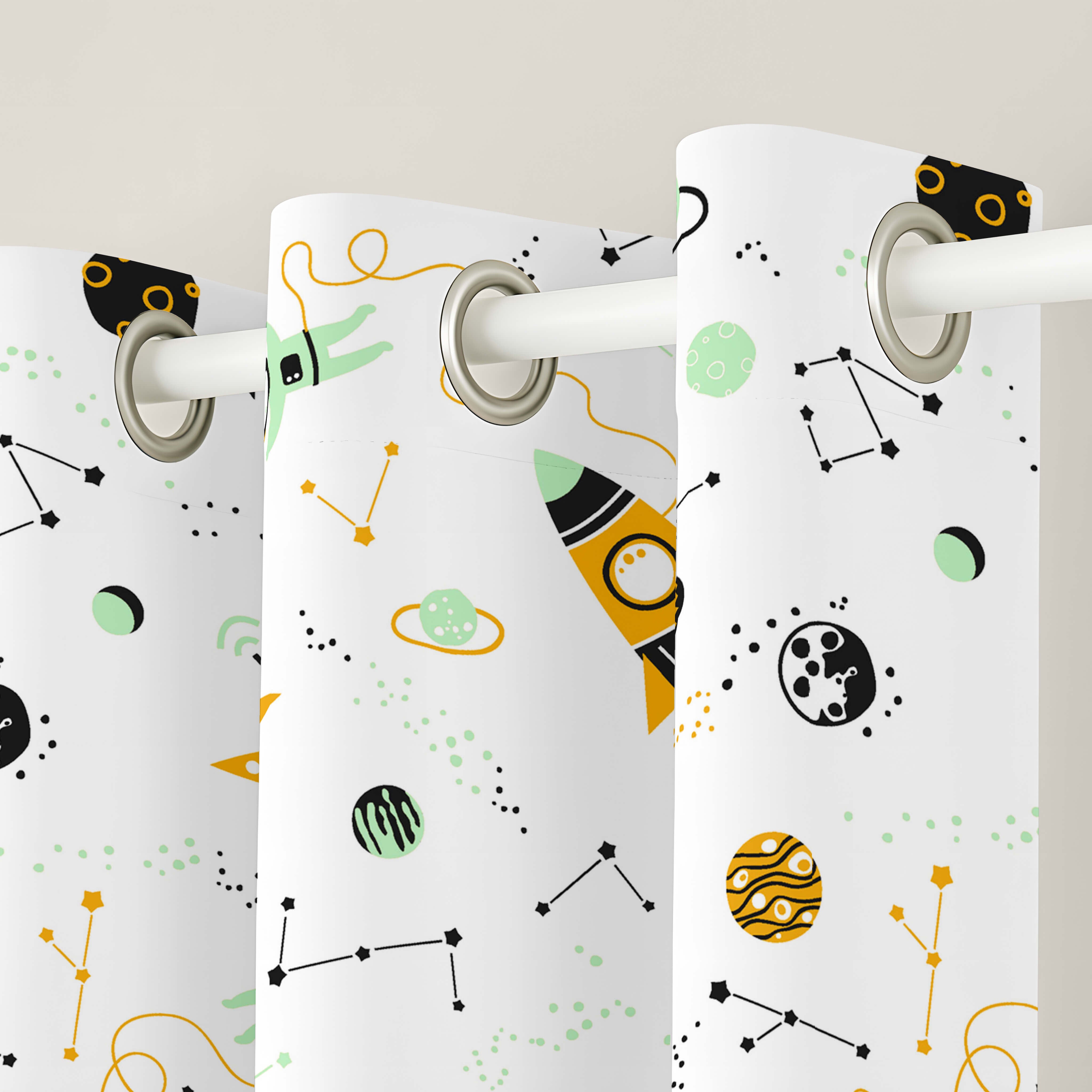 CORTINA INFANTIL ESPACIO MENTA 100% ALGODÓN