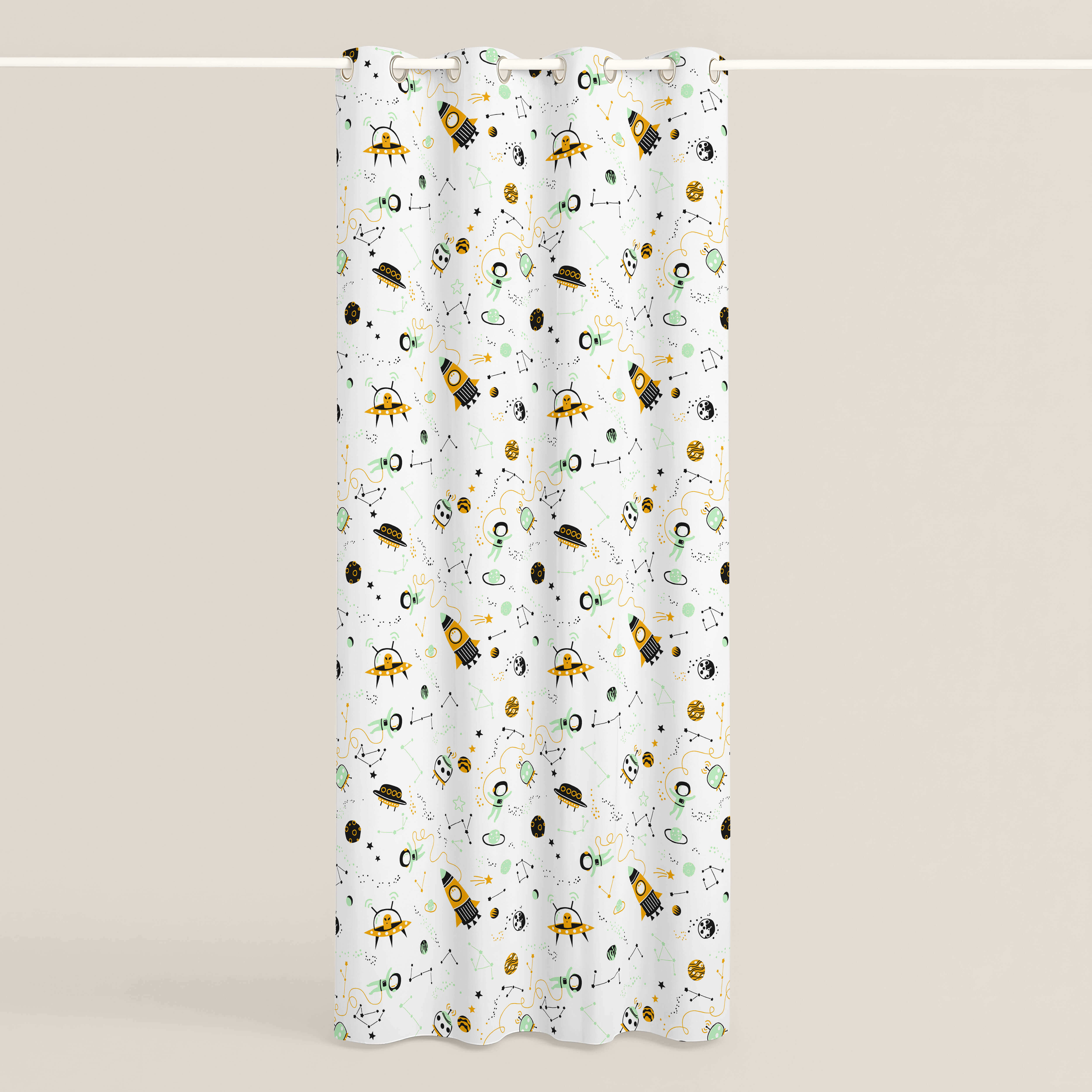 CORTINA INFANTIL ESPACIO MENTA 100% ALGODÓN