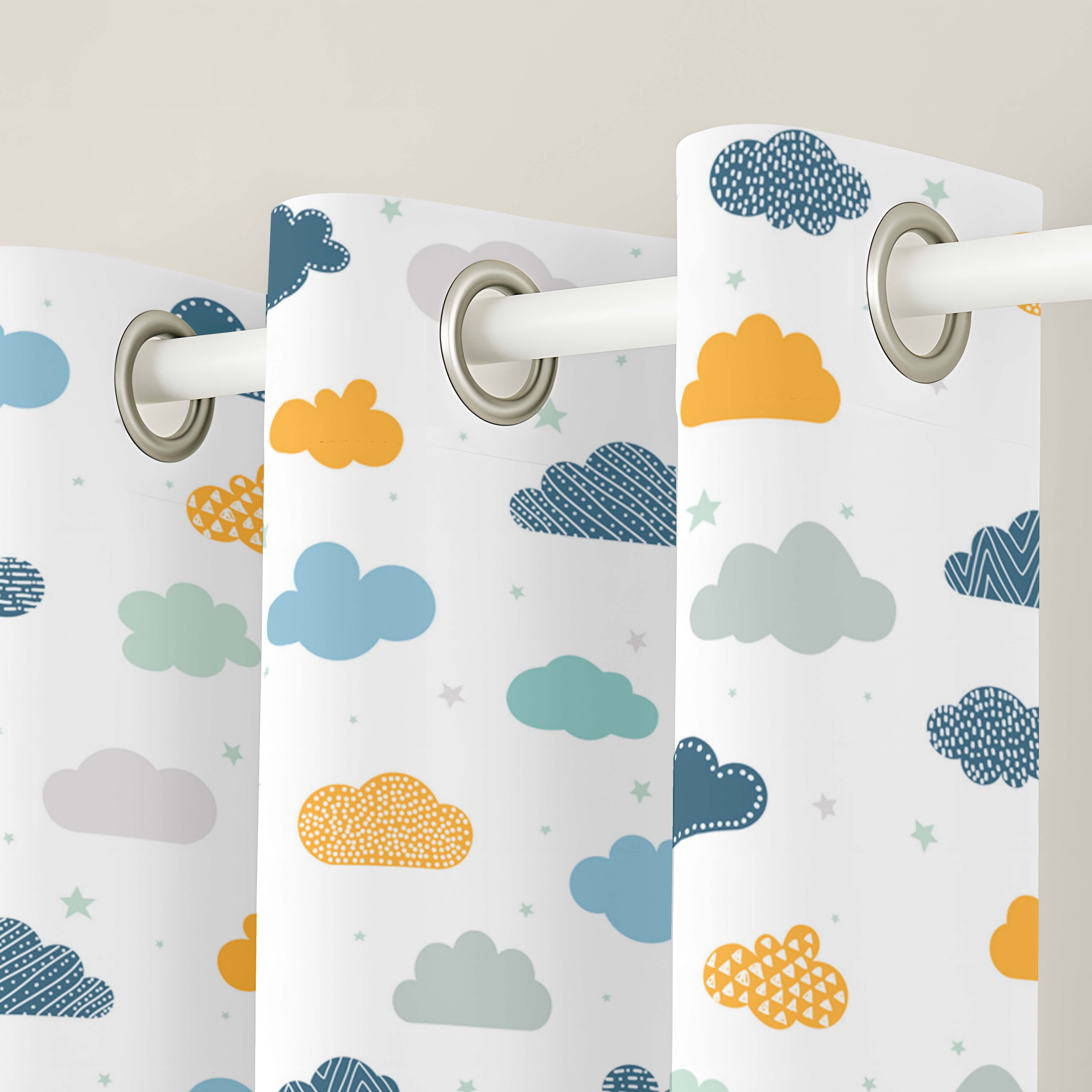 CORTINA INFANTIL NUBES 100% ALGODÓN