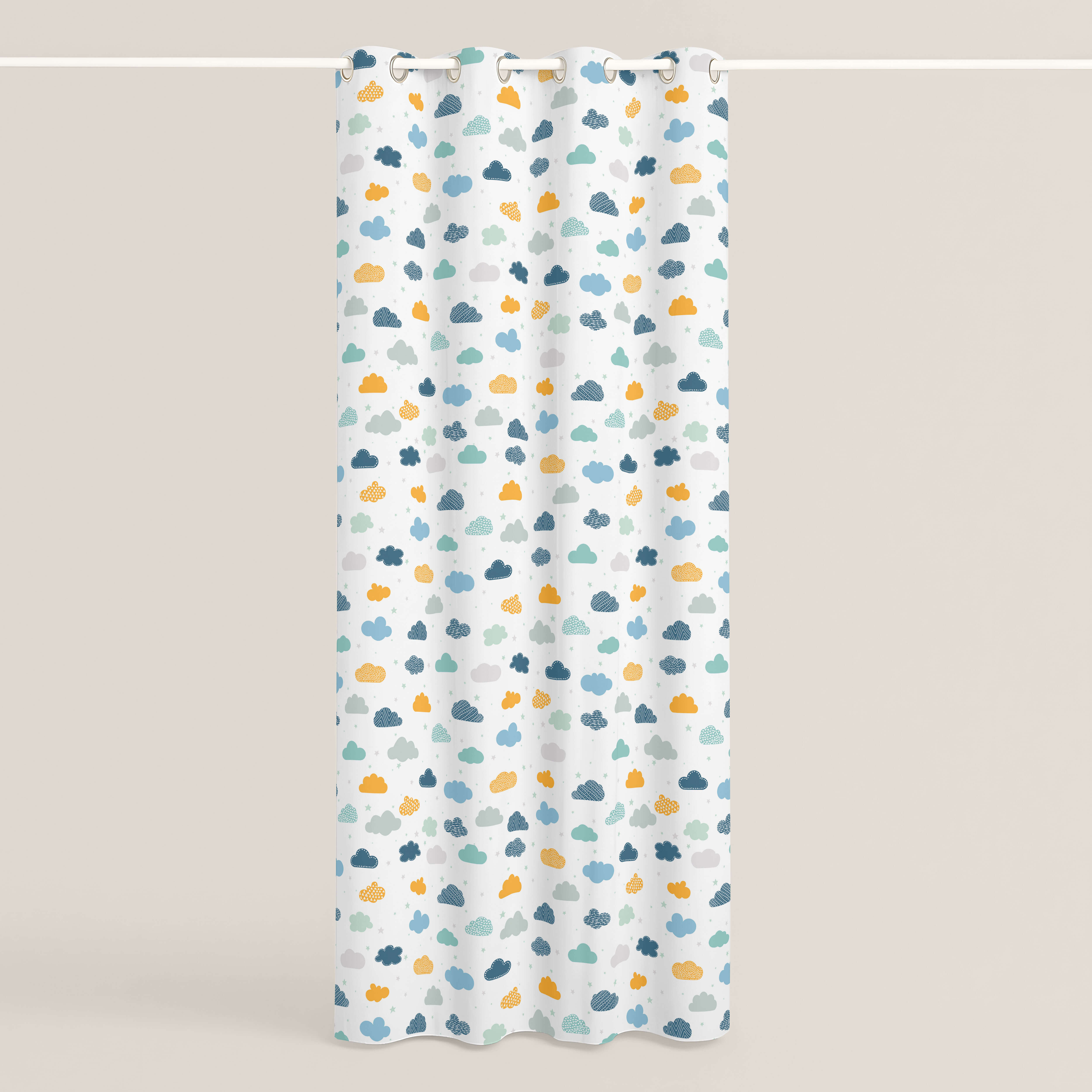 CORTINA INFANTIL NUBES 100% ALGODÓN