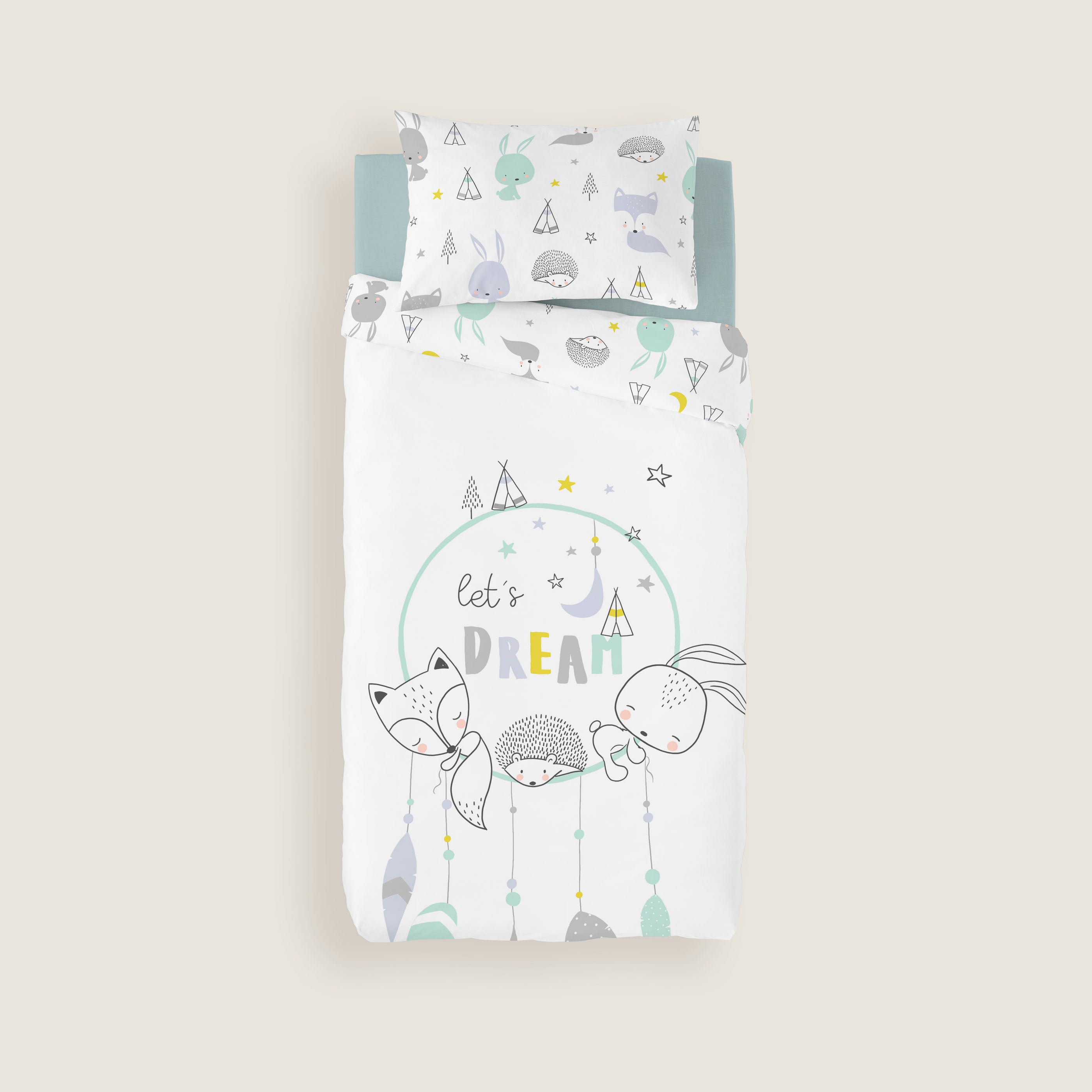 FUNDA NÓRDICA REVERSIBLE ESTAMPADA INFANTIL LETS DREAMS 100% ALGODÓN