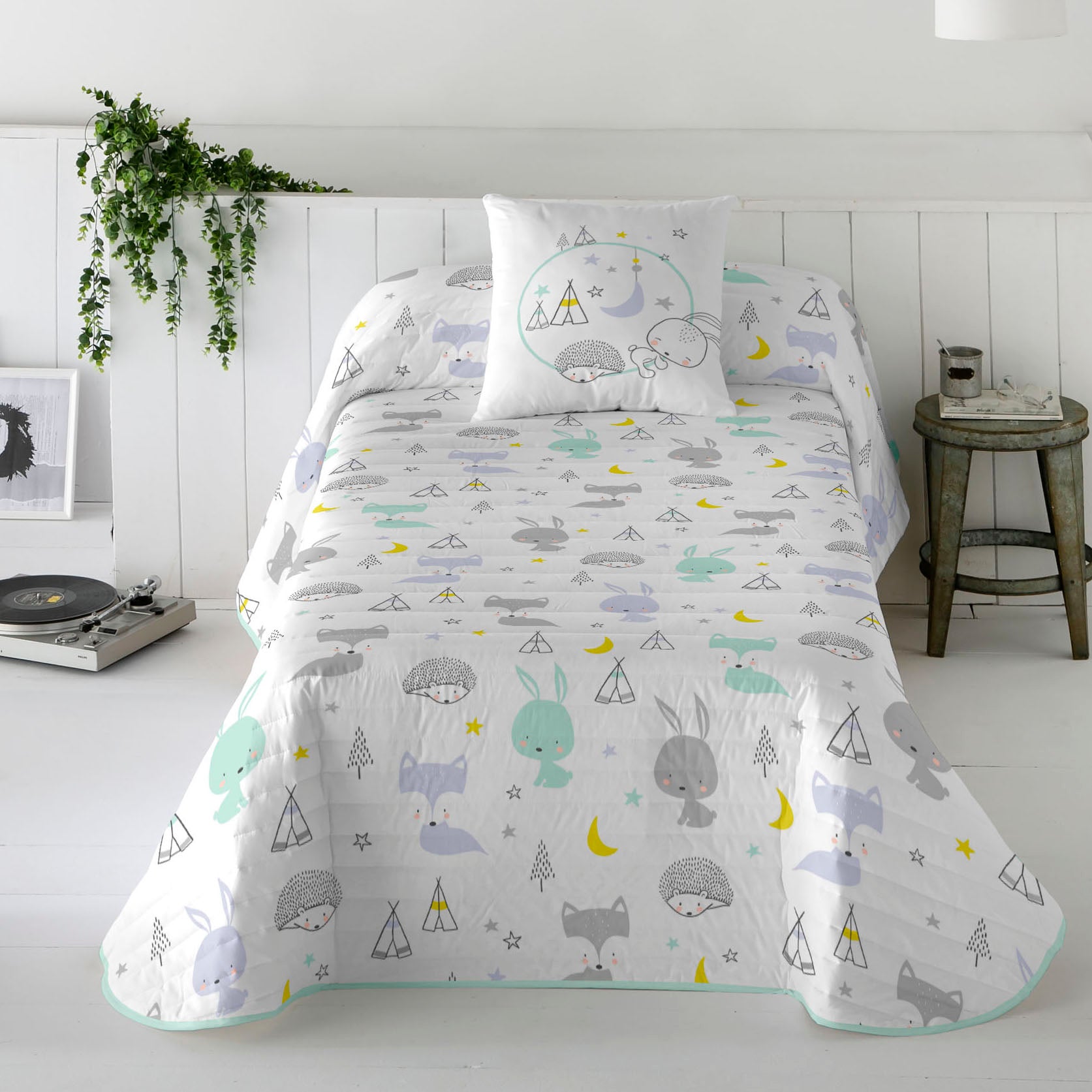 COLCHA BOUTI REVERSIBLE ESTAMPADA INFANTIL LETS DREAM 100% ALGODÓN