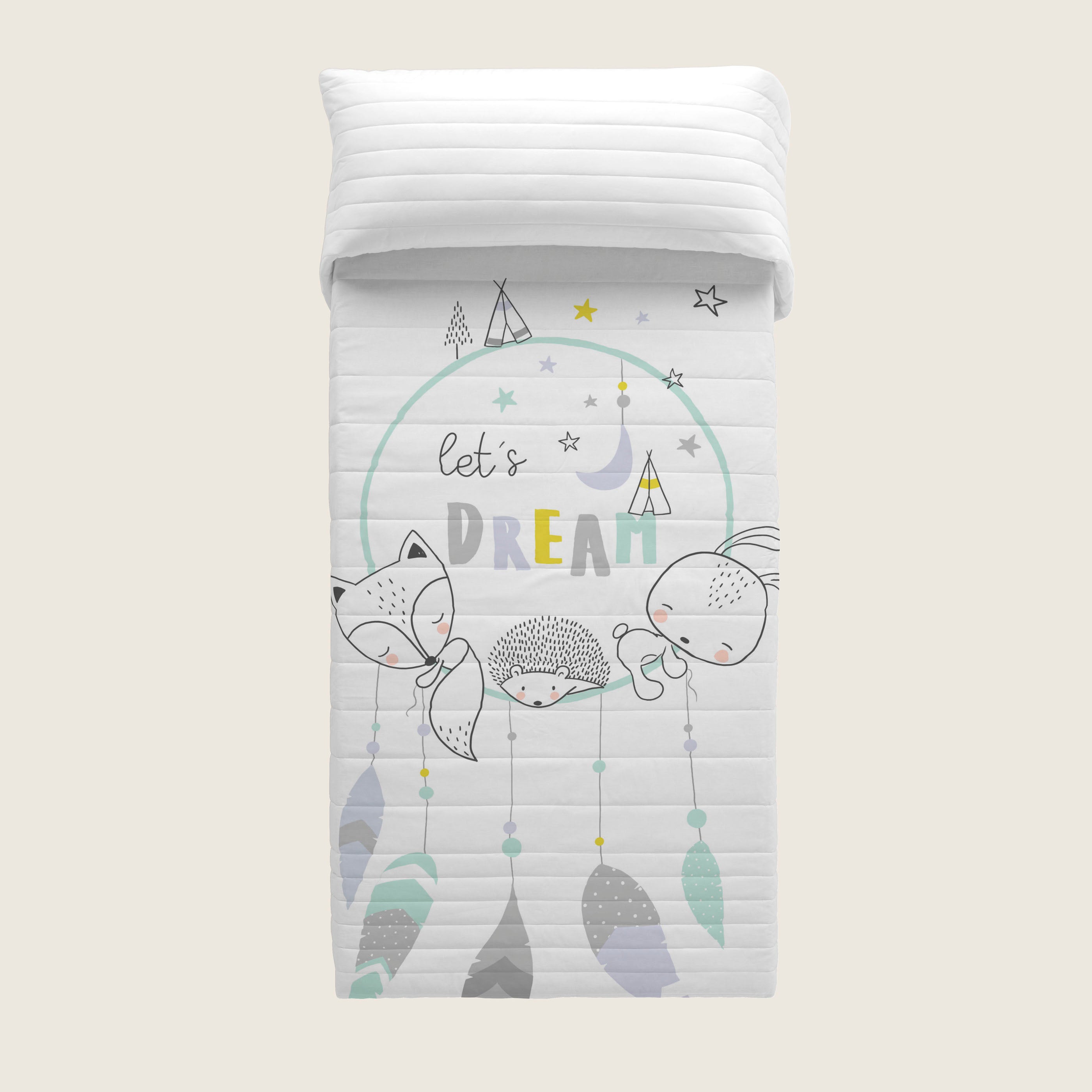 COLCHA BOUTI REVERSIBLE ESTAMPADA INFANTIL LETS DREAM 100% ALGODÓN