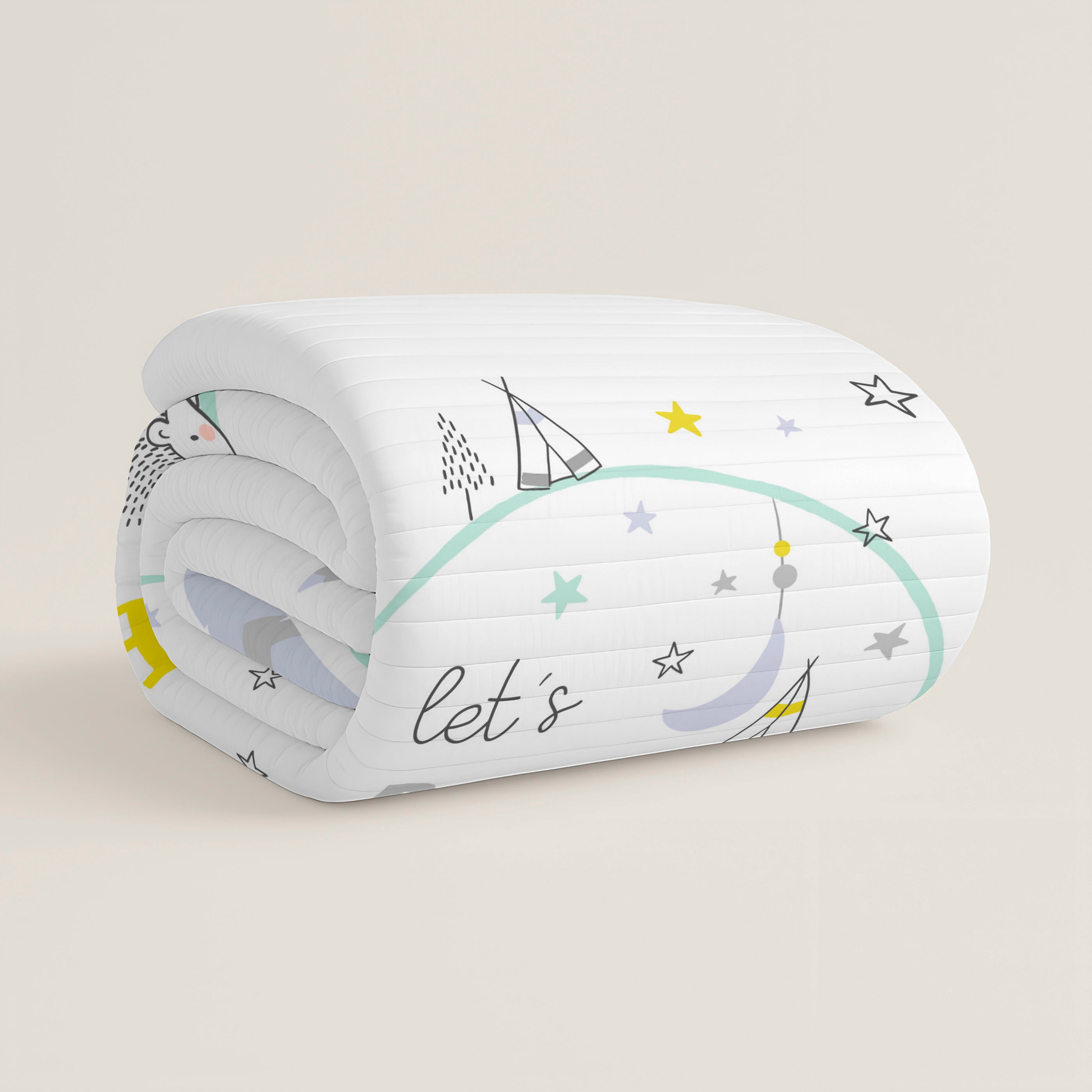 COLCHA BOUTI REVERSIBLE ESTAMPADA INFANTIL LETS DREAM 100% ALGODÓN