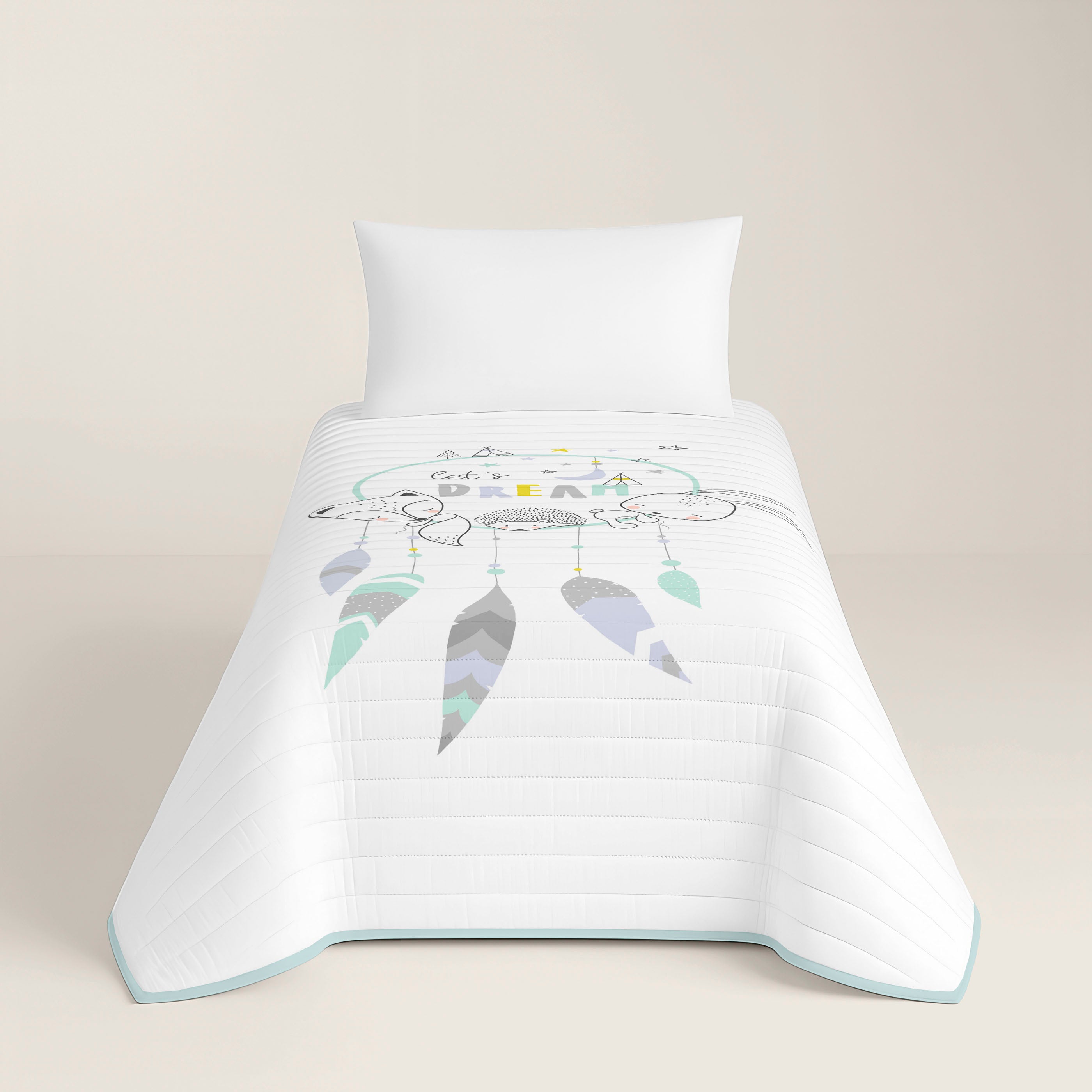 COLCHA BOUTI REVERSIBLE ESTAMPADA INFANTIL LETS DREAM 100% ALGODÓN