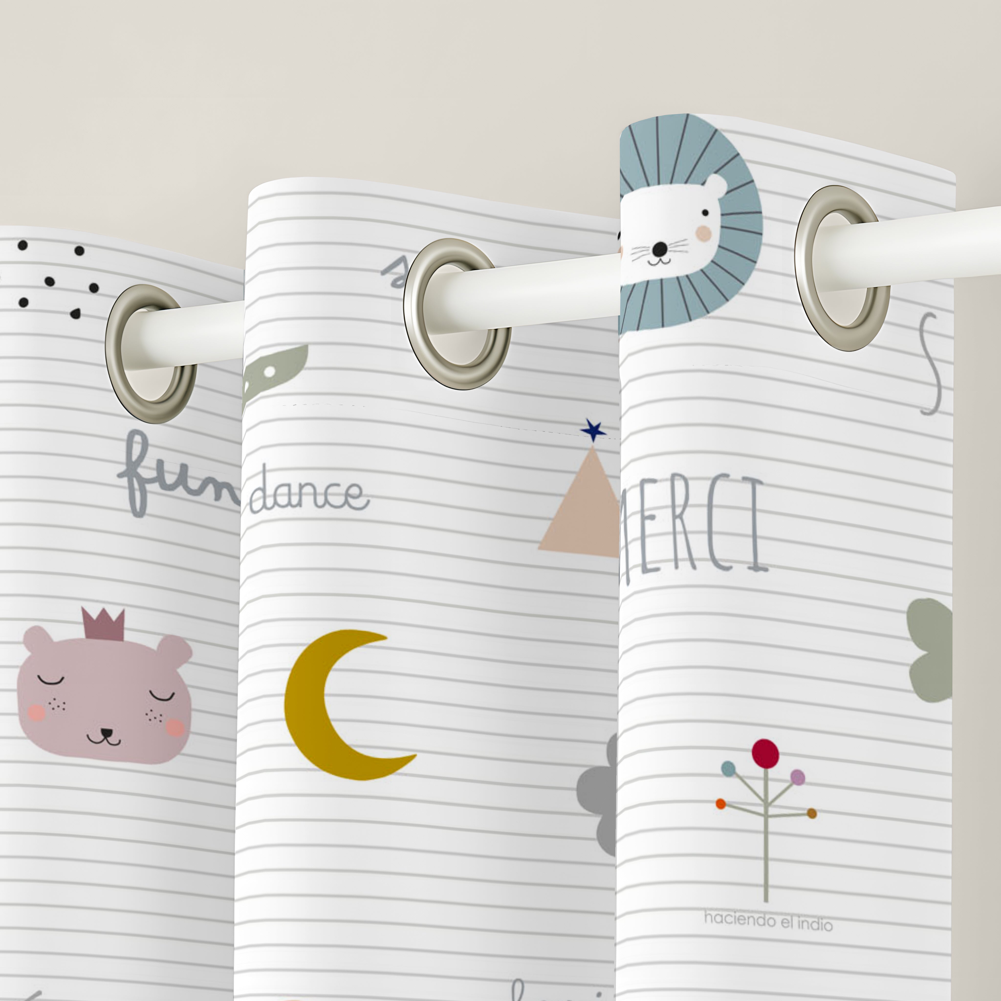 CORTINA INFANTIL SE FELIZ 100% ALGODÓN