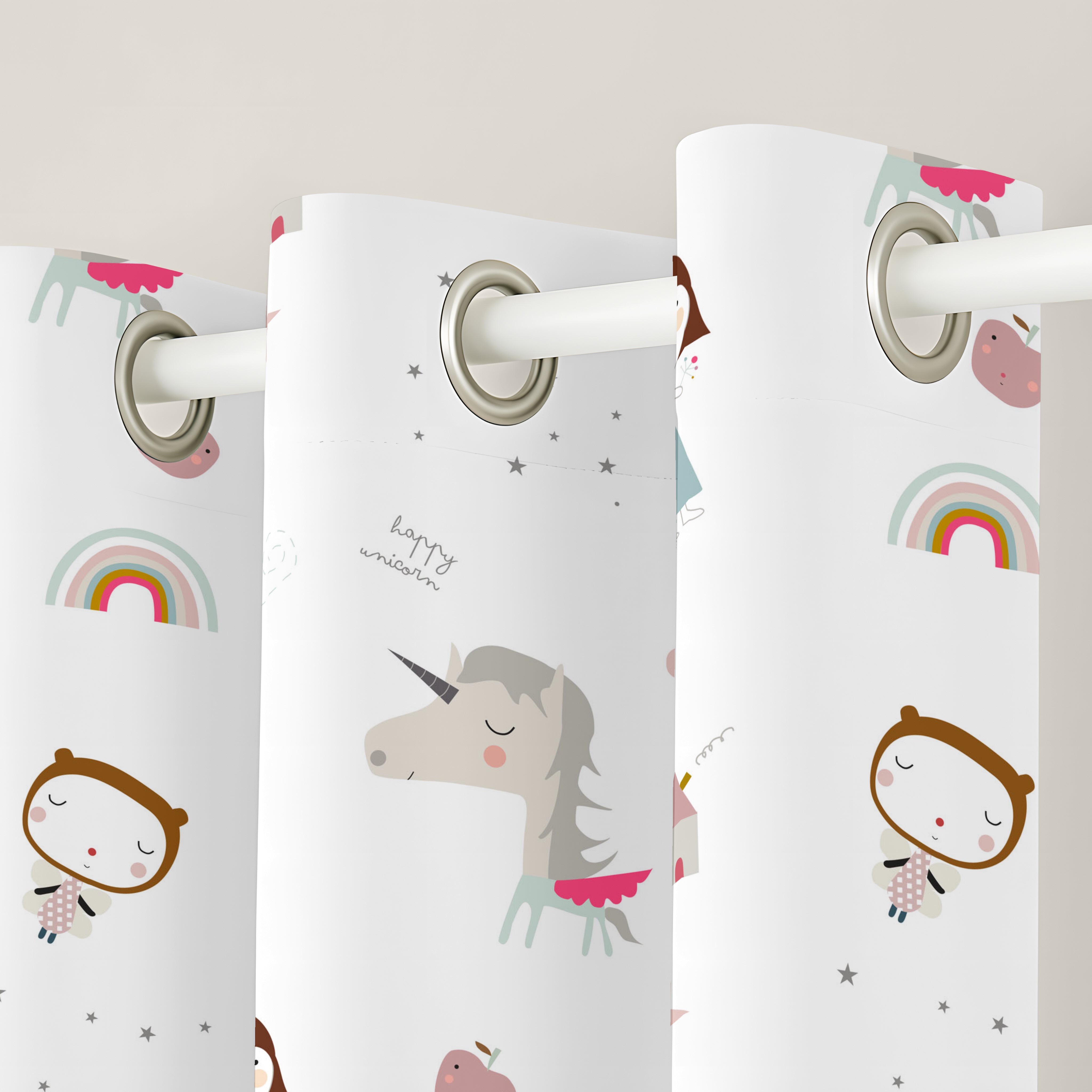 CORTINA INFANTIL UNICORN PINK 100% ALGODÓN