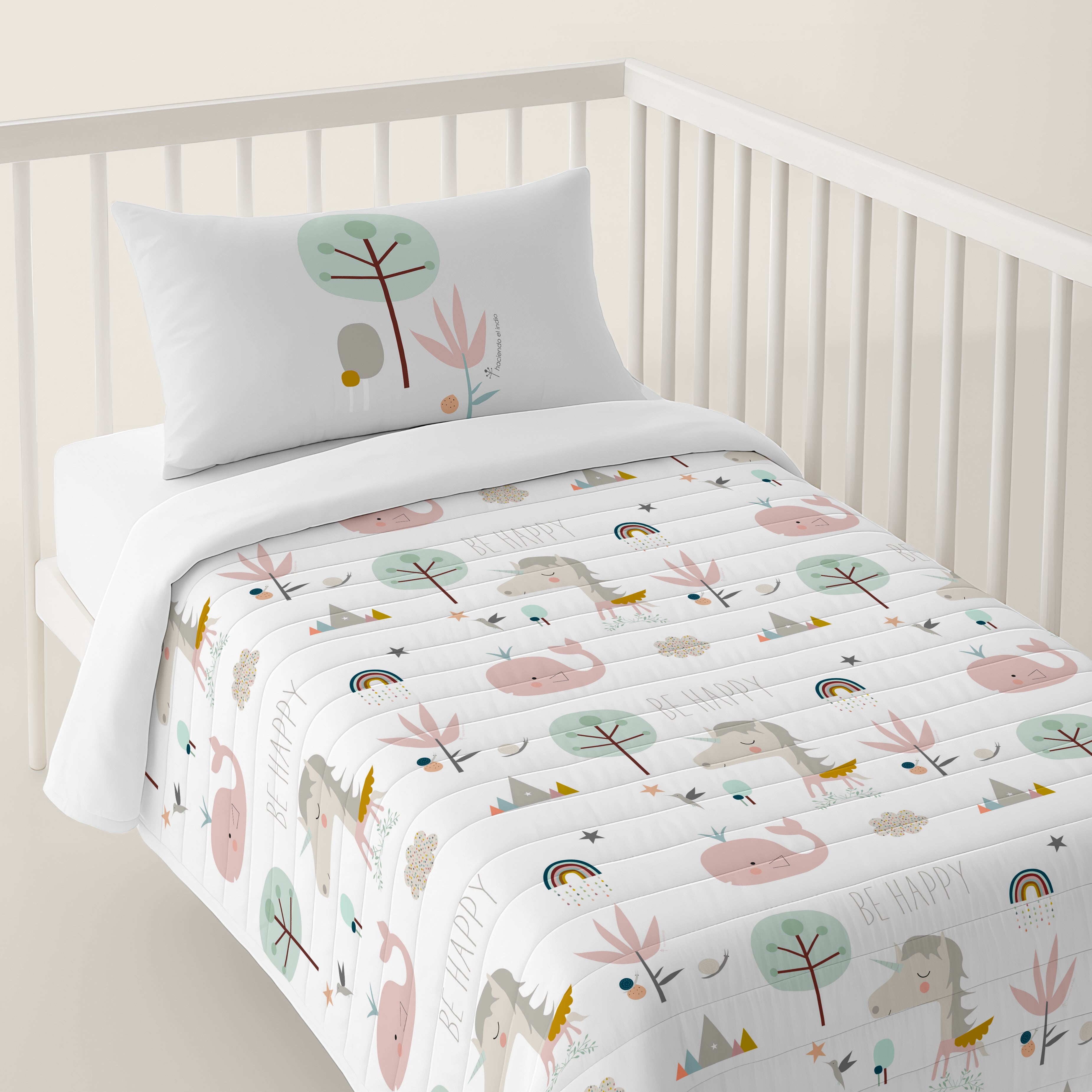 COLCHA BOUTI ESTAMPADA BEBÉ CUNA RAINBOWLAND 100% ALGODÓN