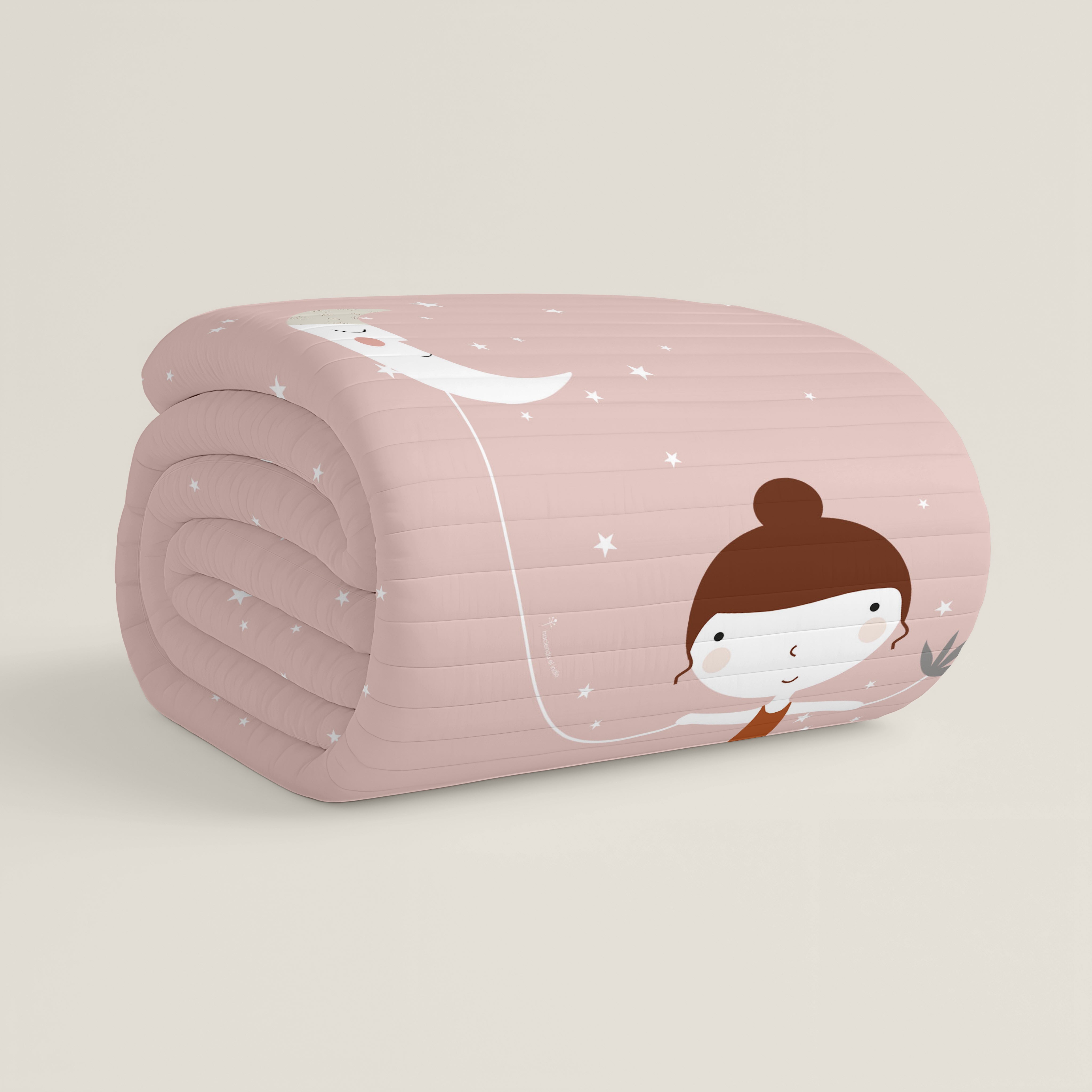 COLCHA BOUTI REVERSIBLE ESTAMPADA BEBÉ CUNA BAILARINA 100% ALGODÓN