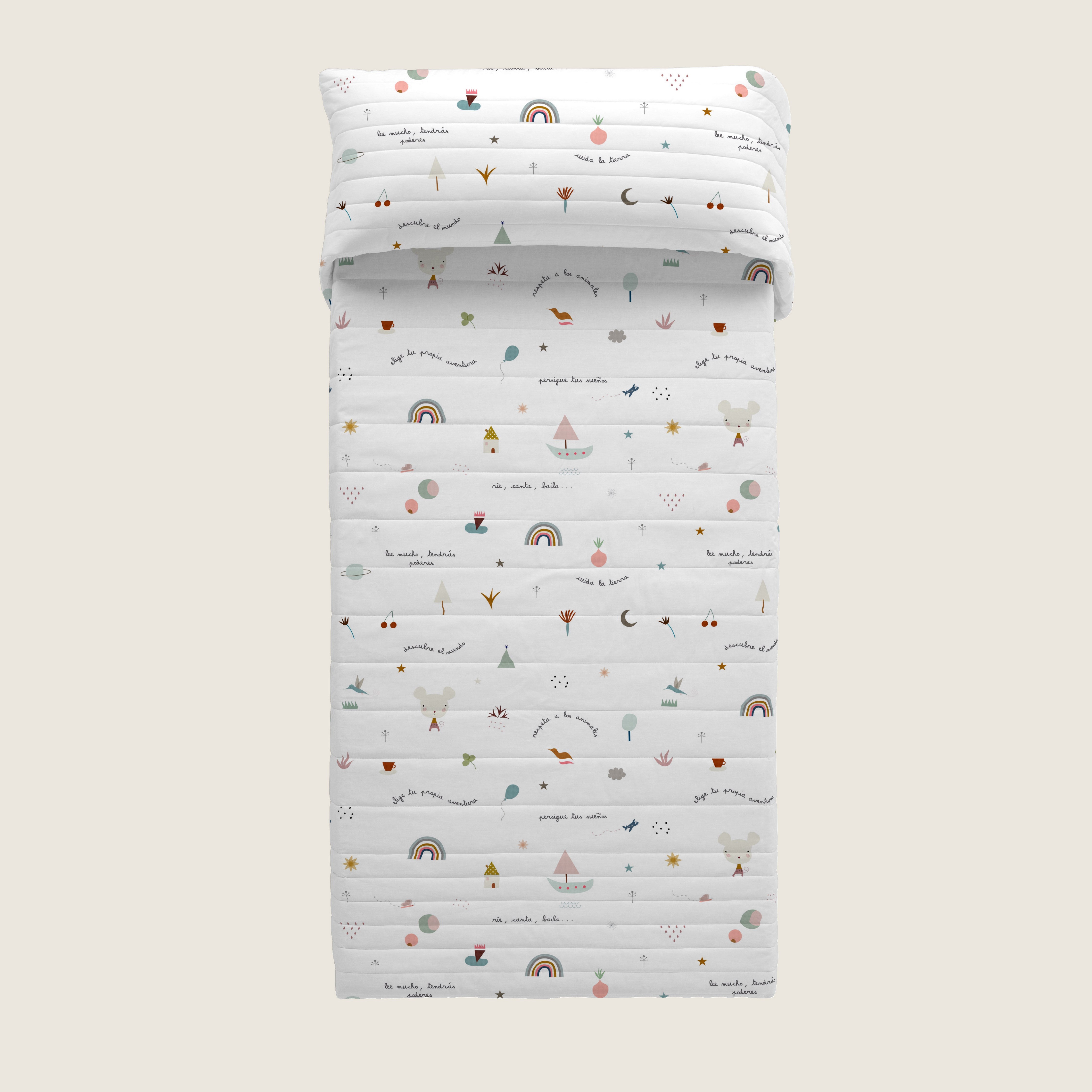 COLCHA BOUTI REVERSIBLE ESTAMPADA BEBÉ CUNA SUSANITA ROSA 100% ALGODÓN