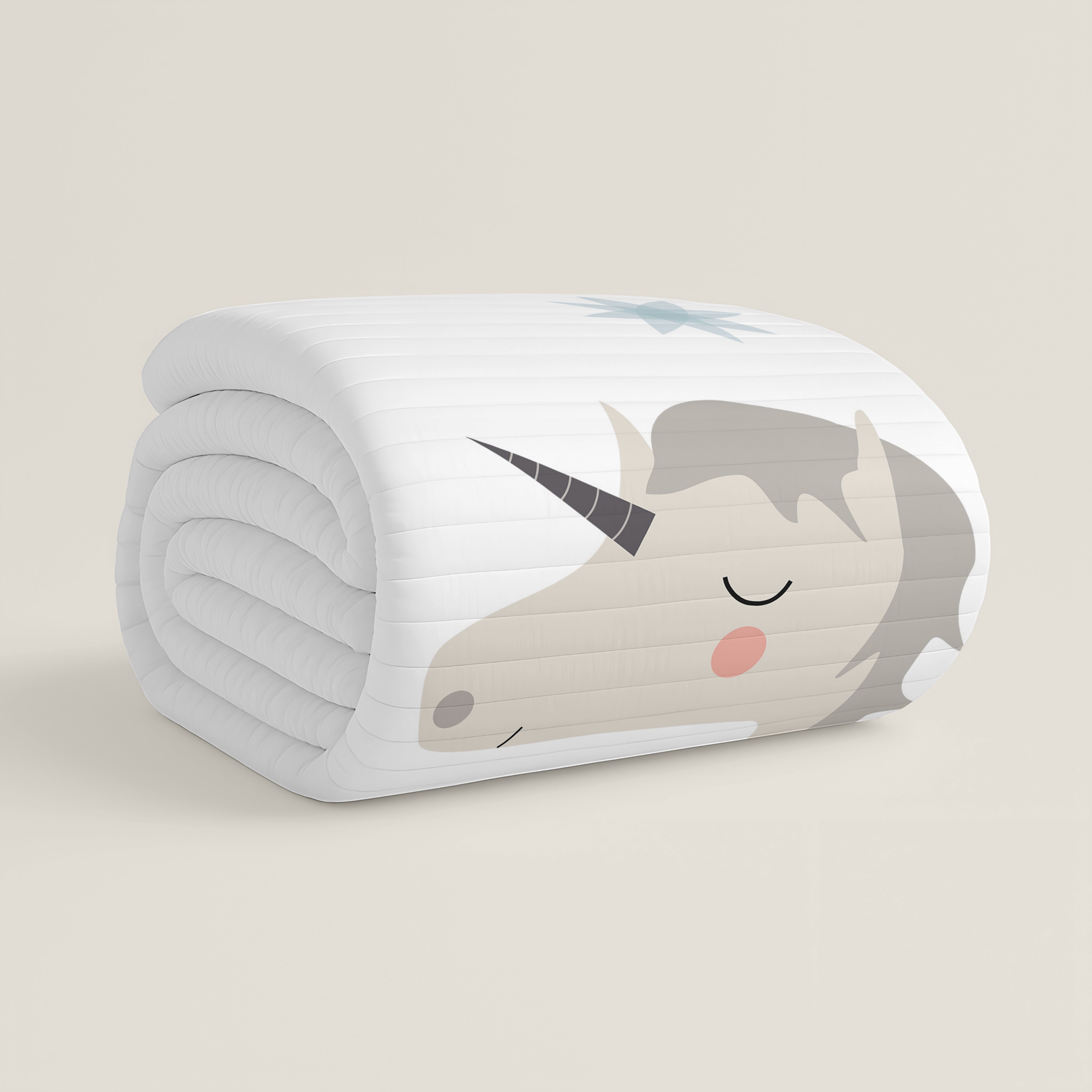 COLCHA BOUTI REVERSIBLE ESTAMPADA BEBÉ CUNA UNICORN WHITE 100% ALGODÓN