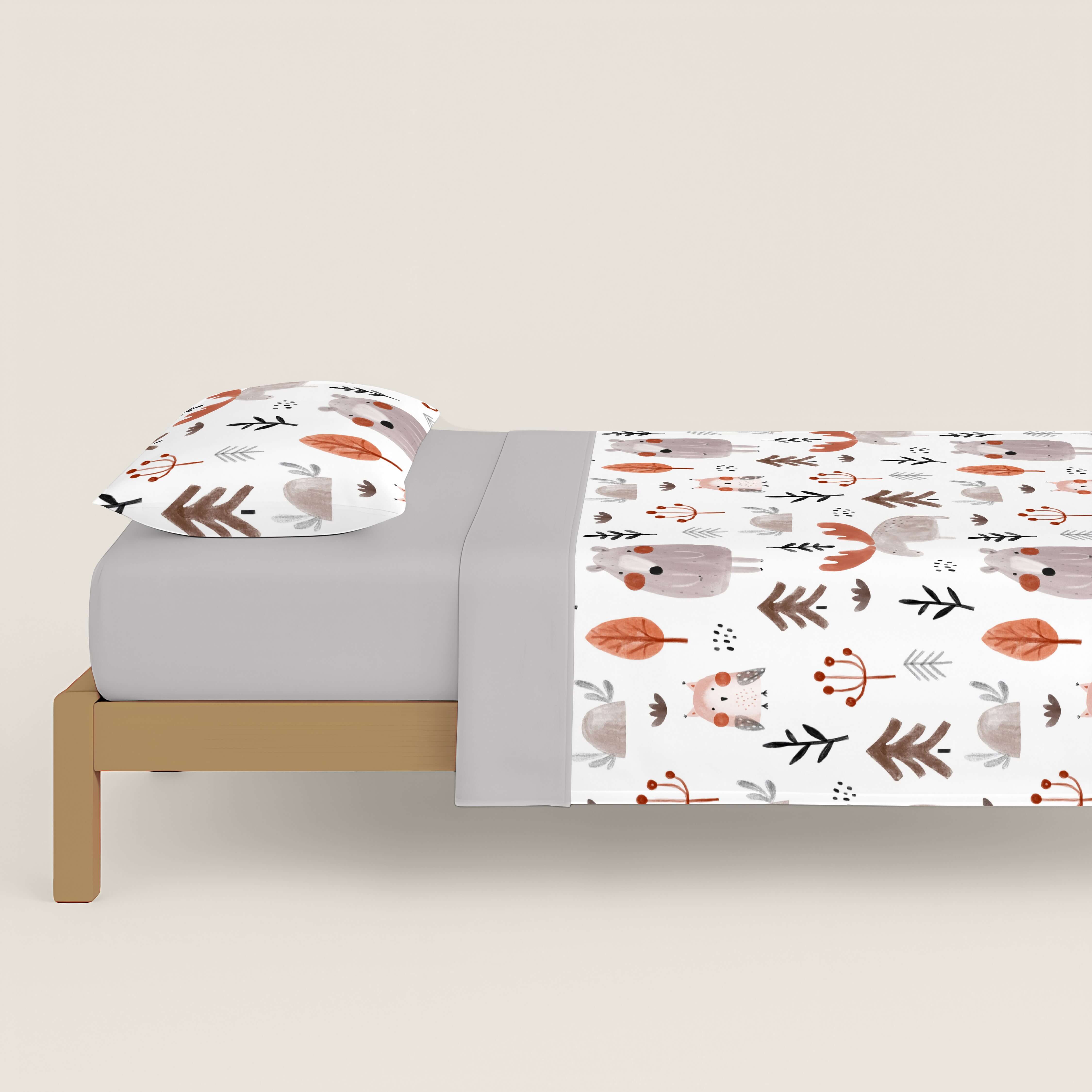 FUNDA NÓRDICA ESTAMPADA INFANTIL WILD FOREST 100% ALGODÓN