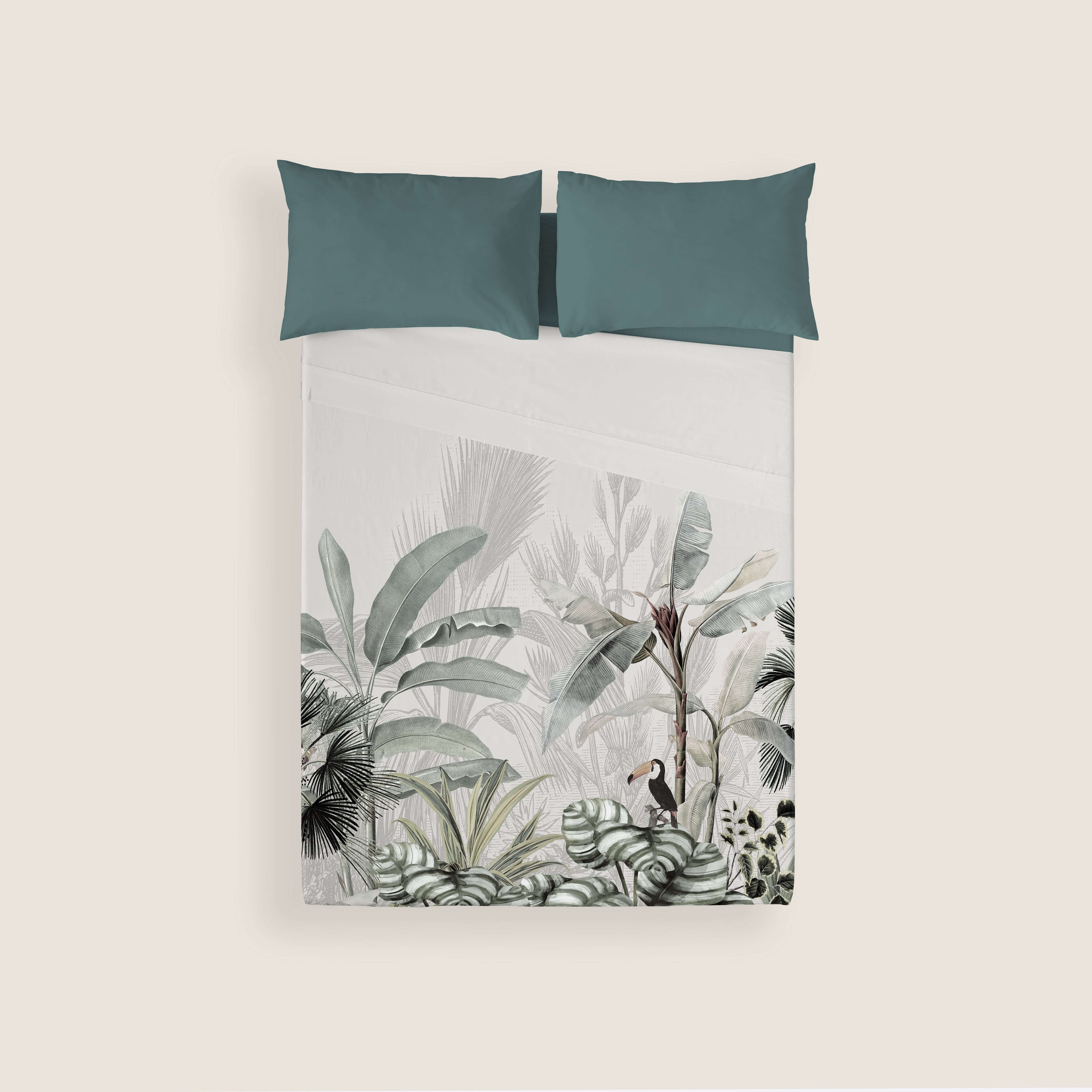 JUEGO SÁBANAS ESTAMPADAS AMAZONIA 100% ALGODÓN