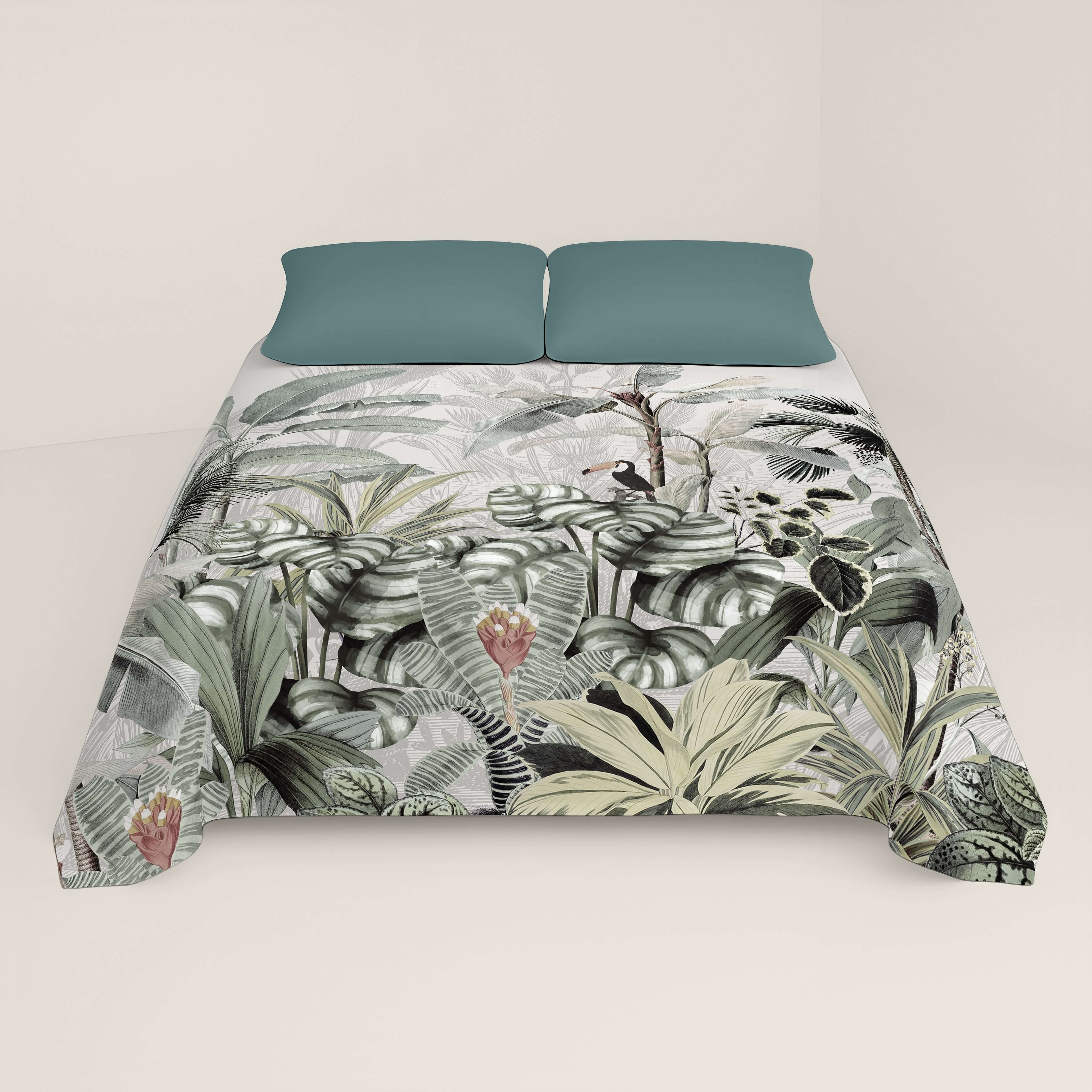 JUEGO SÁBANAS ESTAMPADAS AMAZONIA 100% ALGODÓN