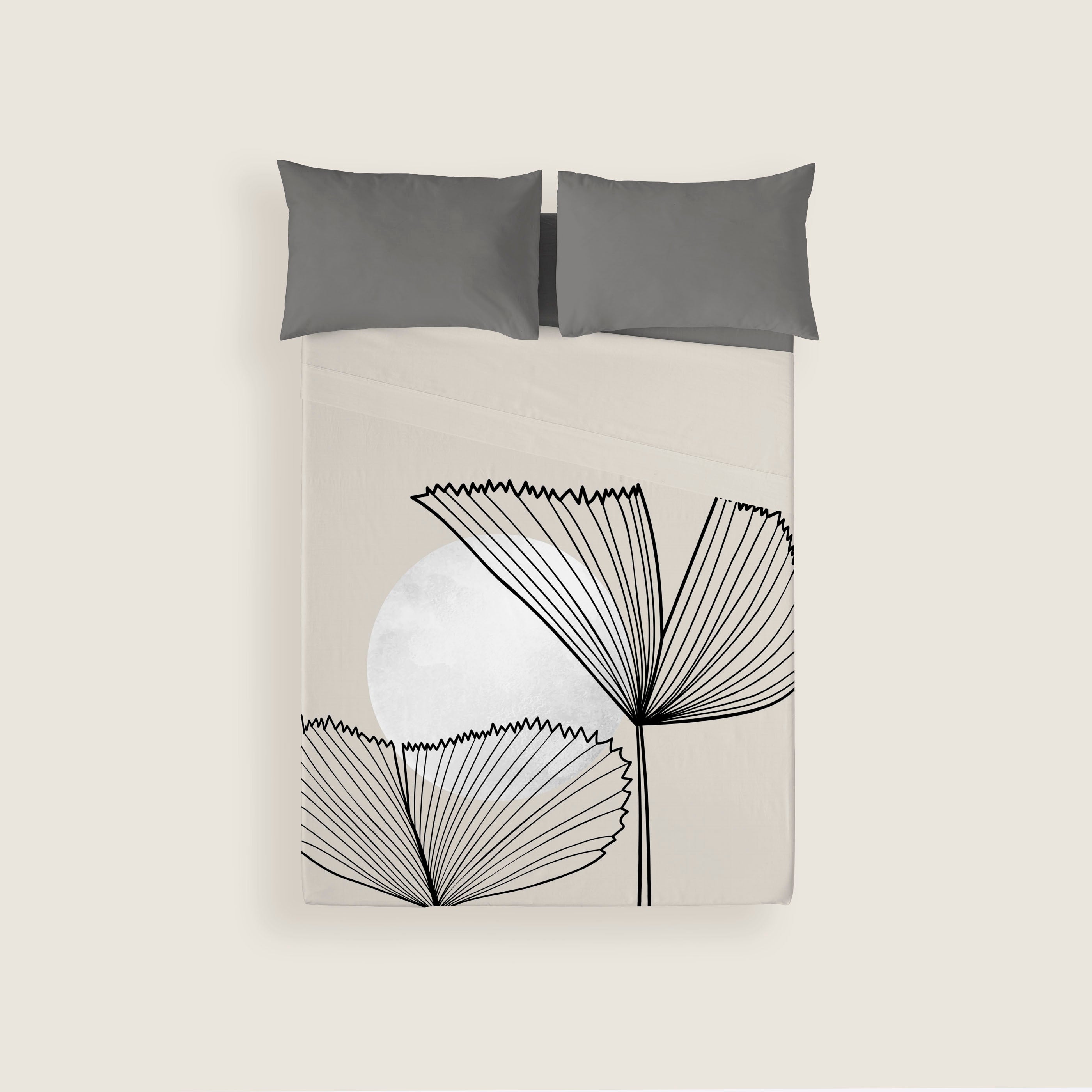 JUEGO SÁBANAS ESTAMPADAS ELI BEIGE 100% ALGODÓN