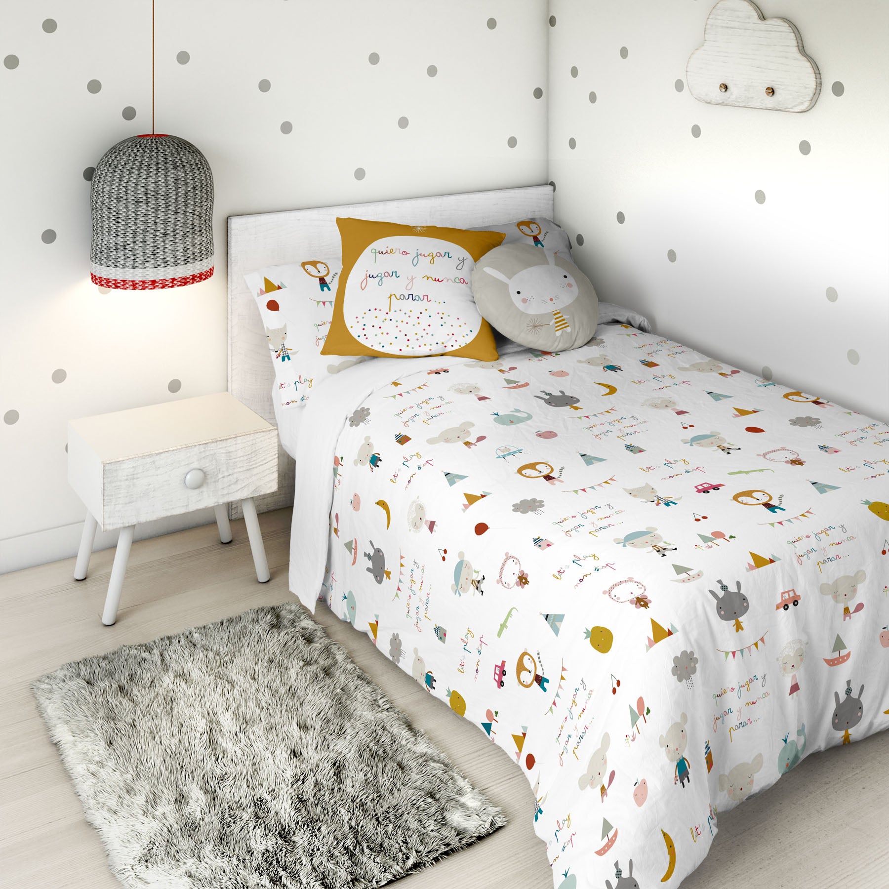 FUNDA NÓRDICA REVERSIBLE ESTAMPADA INFANTIL JUGAR 100% ALGODÓN