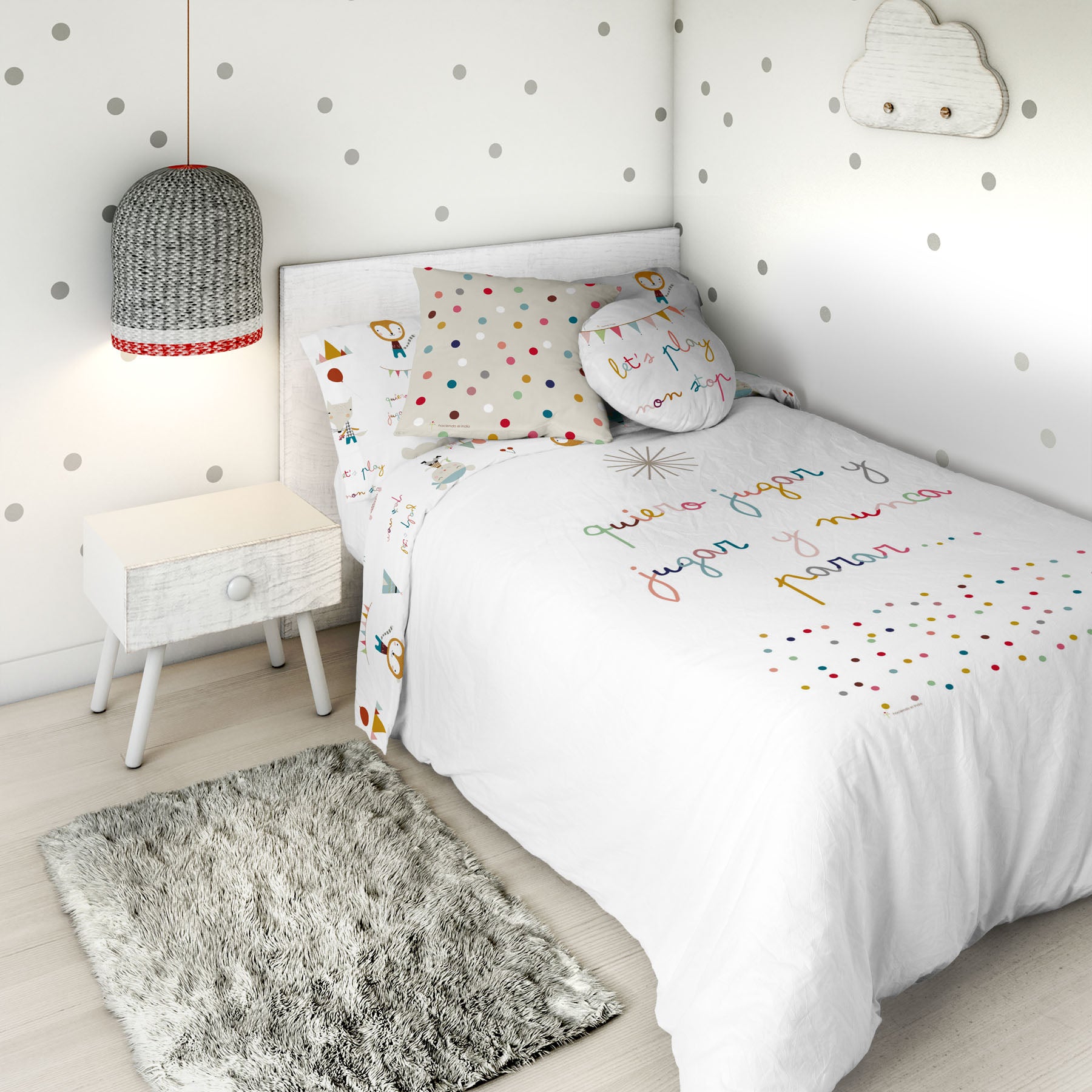 FUNDA NÓRDICA REVERSIBLE ESTAMPADA INFANTIL JUGAR 100% ALGODÓN