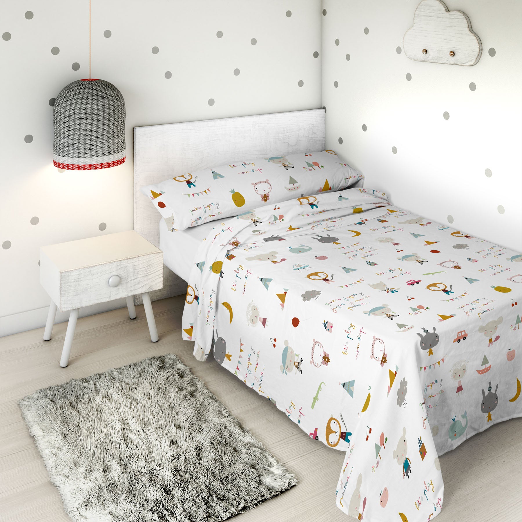 COMPLETO LENZUOLA STAMPATE BAMBINO/A GIOCARE REV 100% COTONE