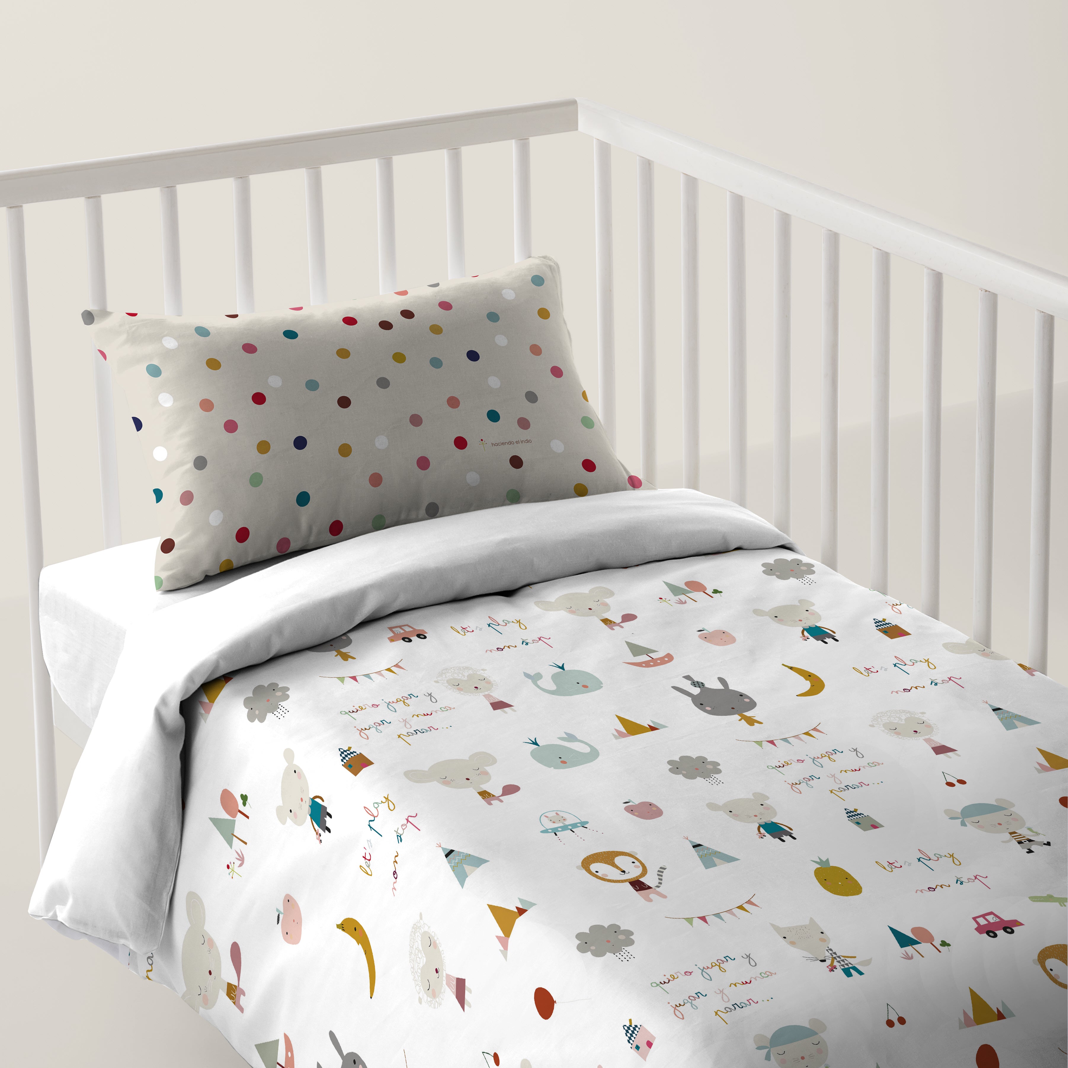 FUNDA NÓRDICA REVERSIBLE CUNA BEBÉ JUGAR 100% ALGODÓN
